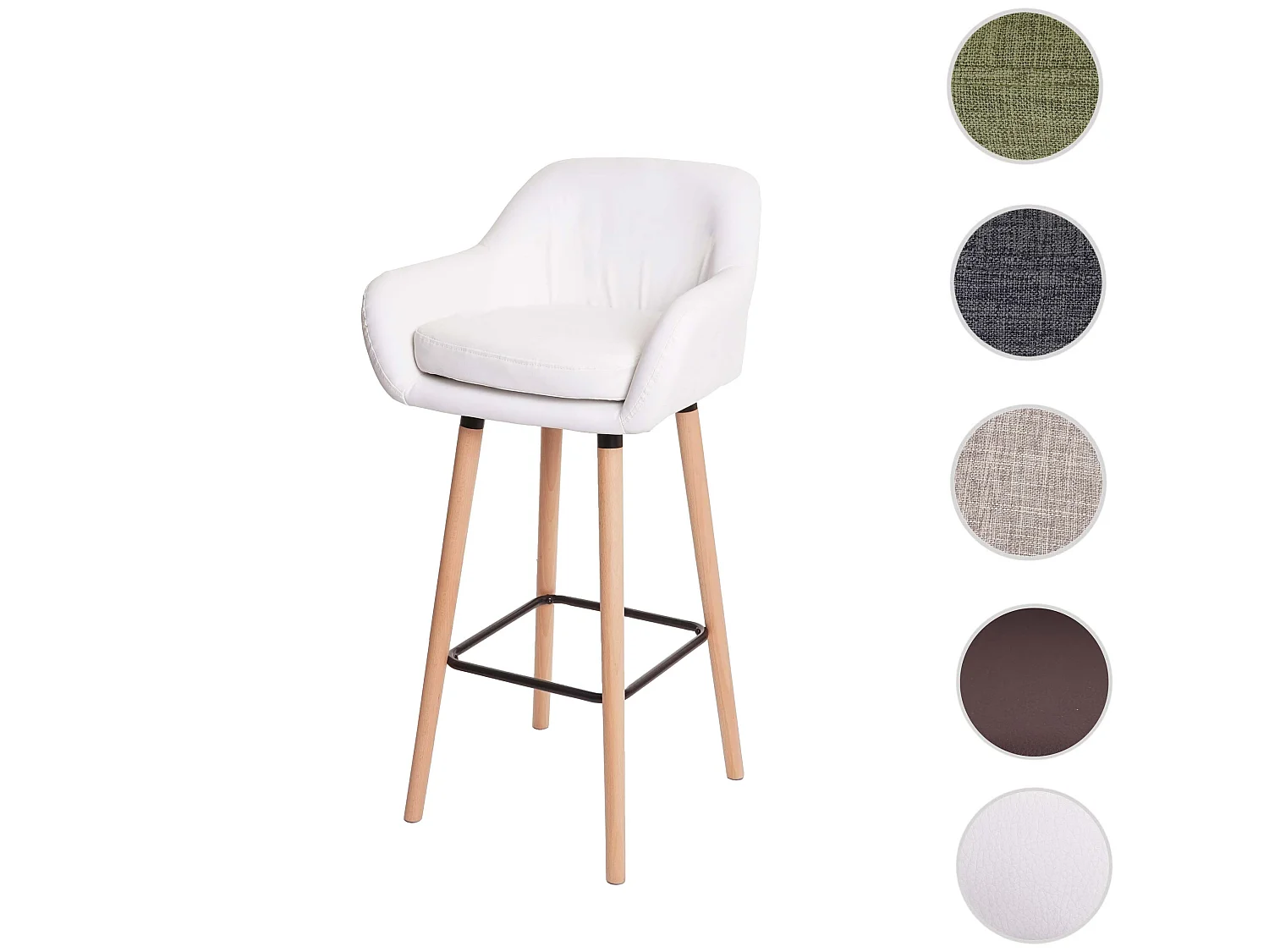 Tabouret de bar Vaasa T381,  simili cuir, blanc