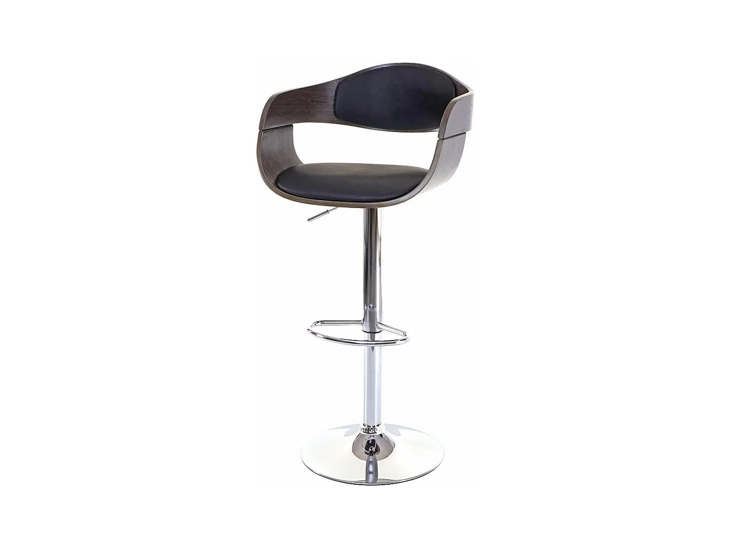 Taburete de bar MCW-A47,  gris, imitación cuero negro