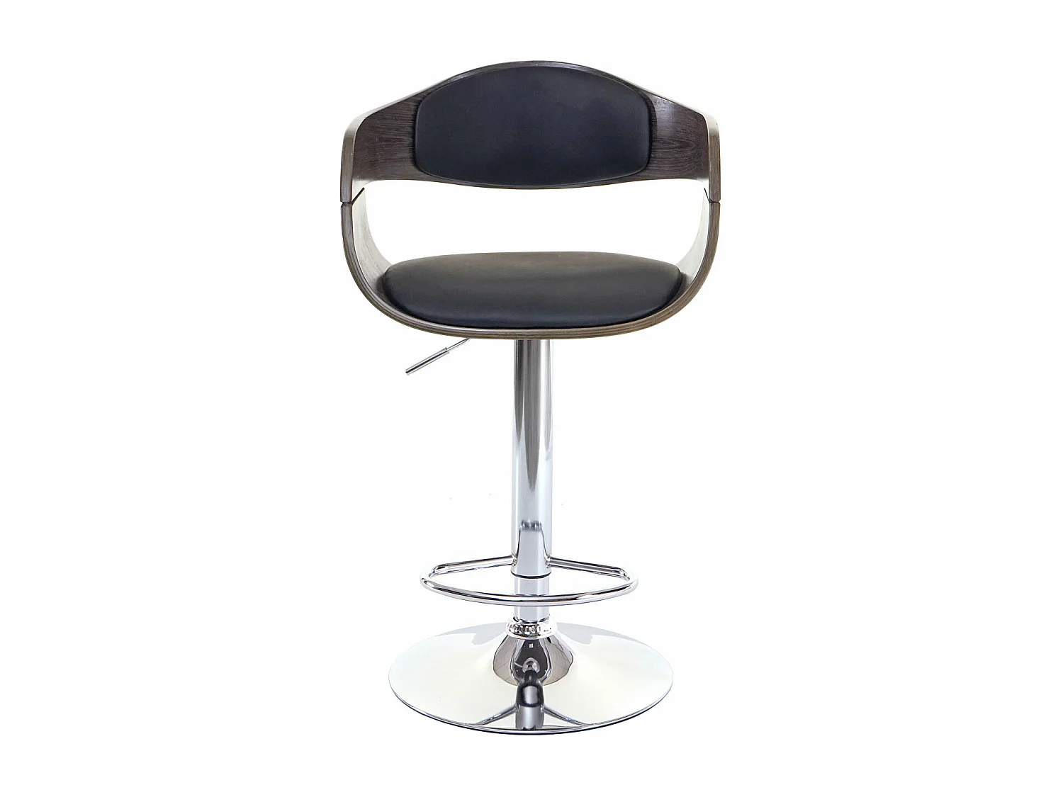 Tabouret de bar MCW-A47,  gris, similicuir noir