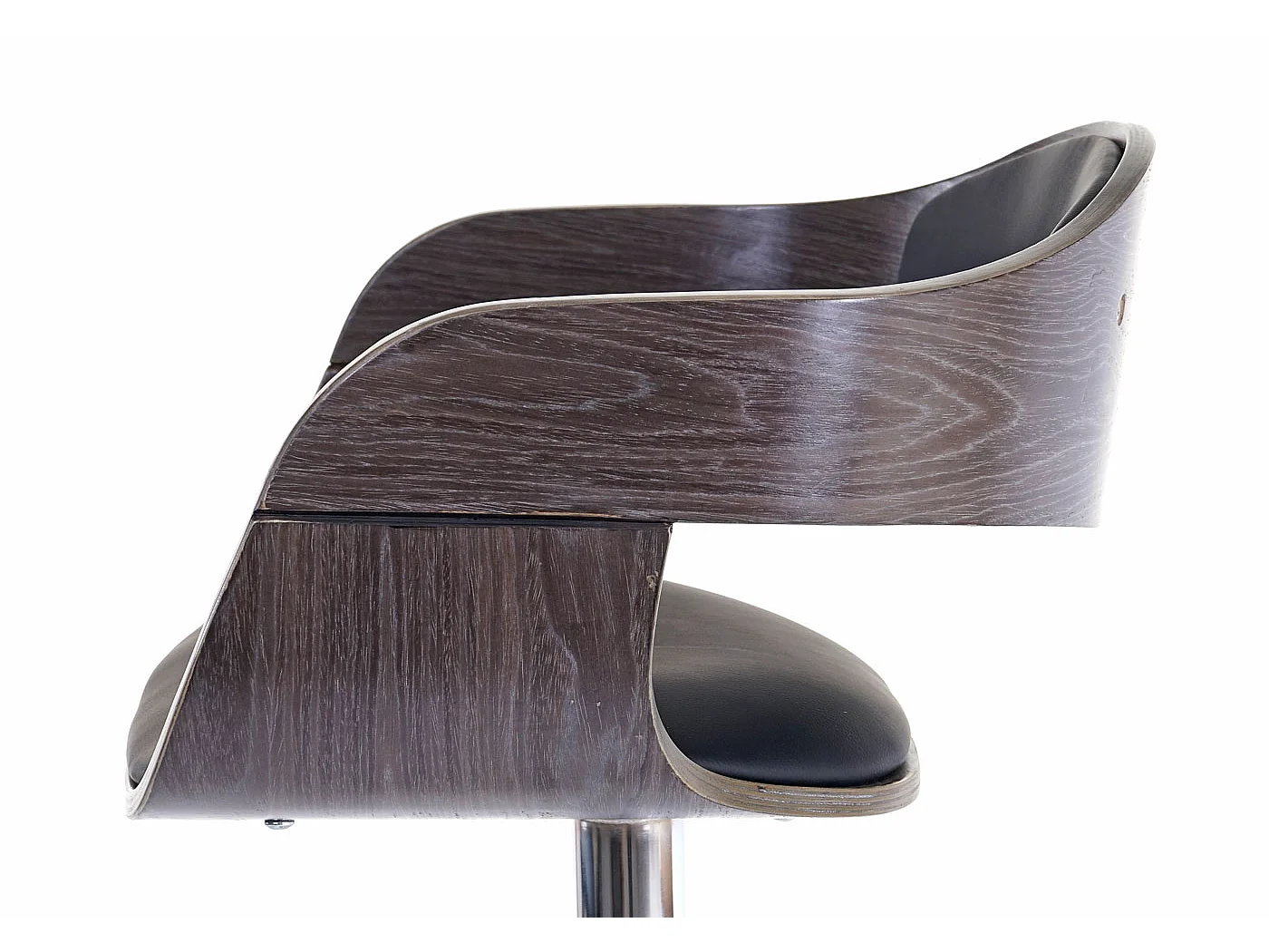 Barkruk MCW-A47,  grijs, kunstleer zwart