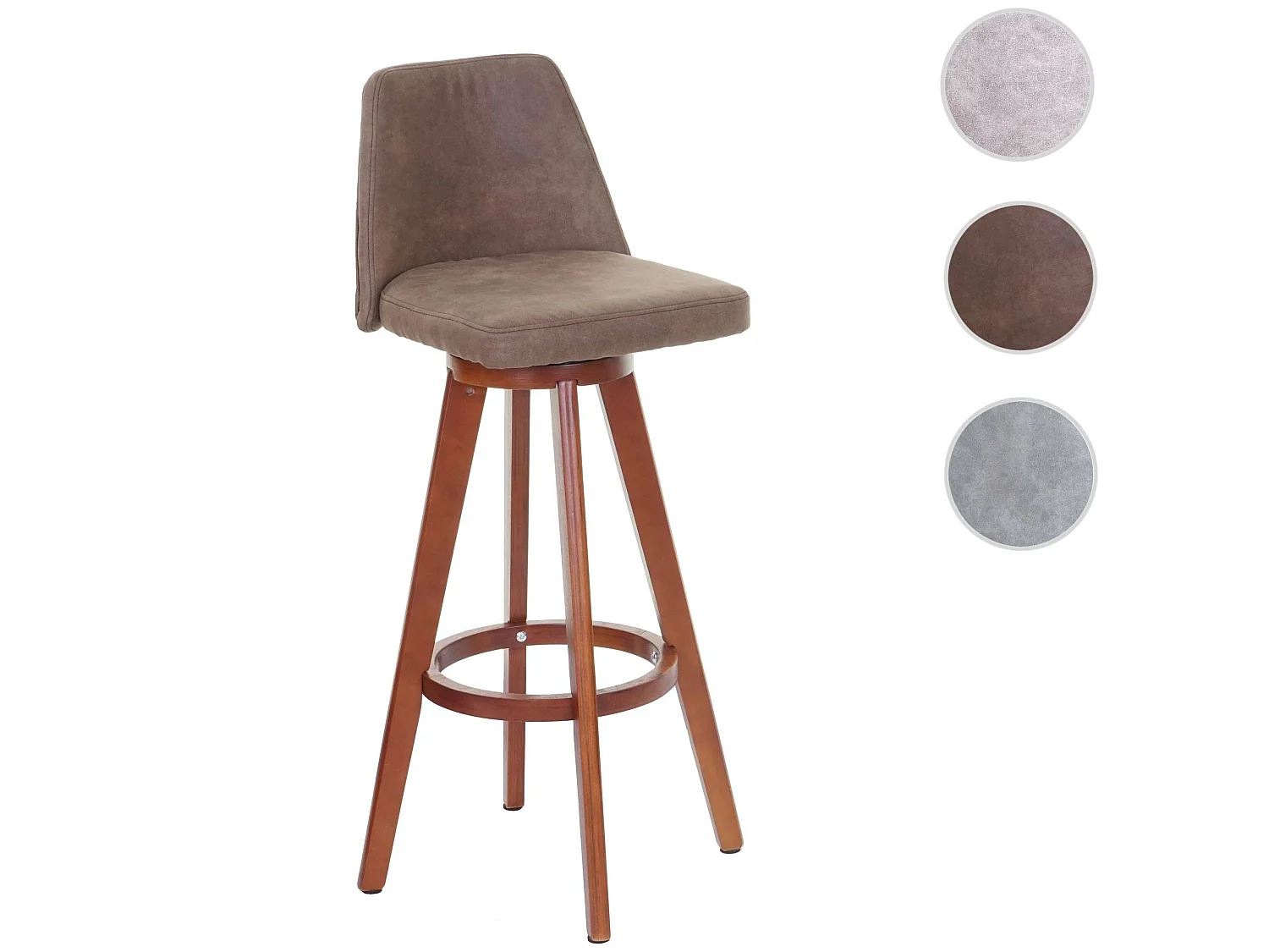 Sedia sgabello MCW-C43 design moderno legno tessuto marrone