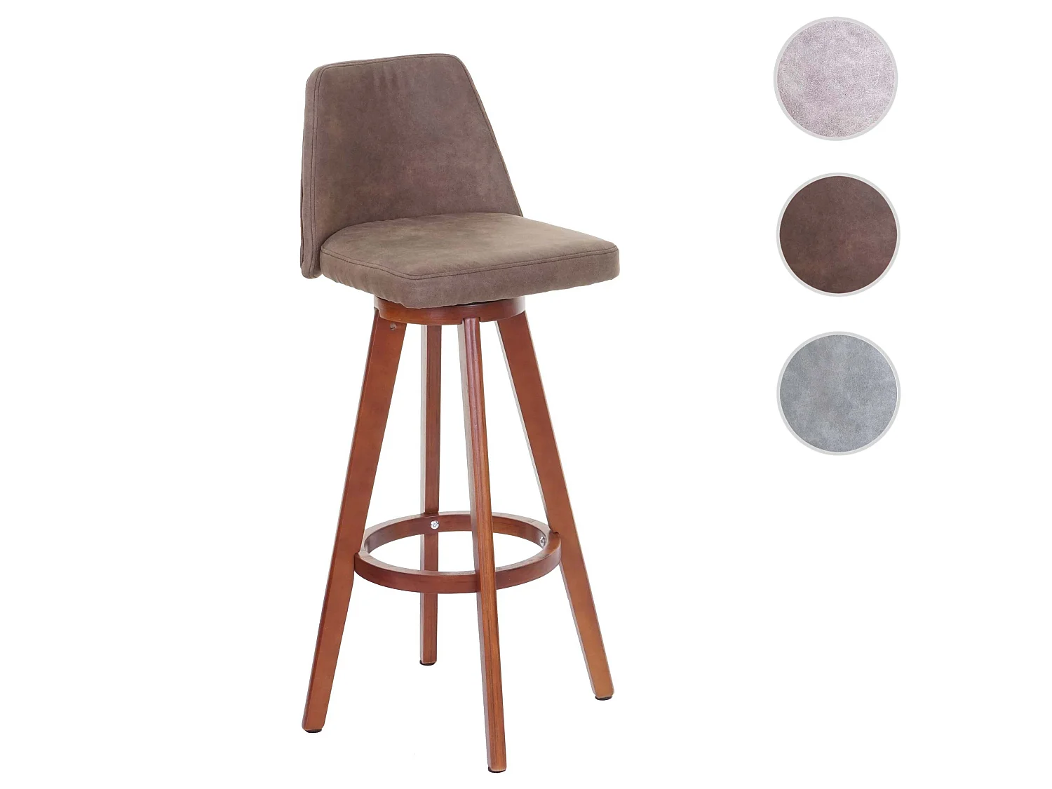 Obrotowy stołek barowy MCW-C43,  vintage brązowy, jasne nogi