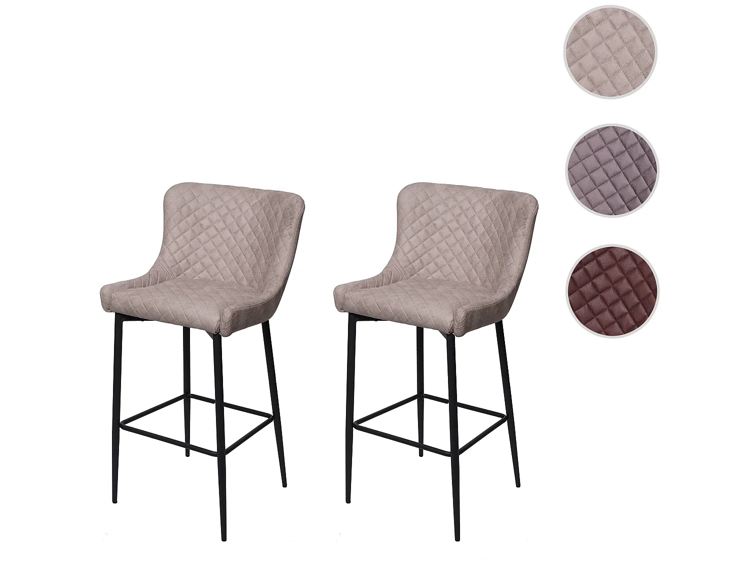 Barkruk MCW-H79 (set van 2),  stof/textiel grijs