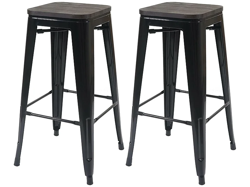 Taburete de bar MCW-A73 (set de 2),  negro