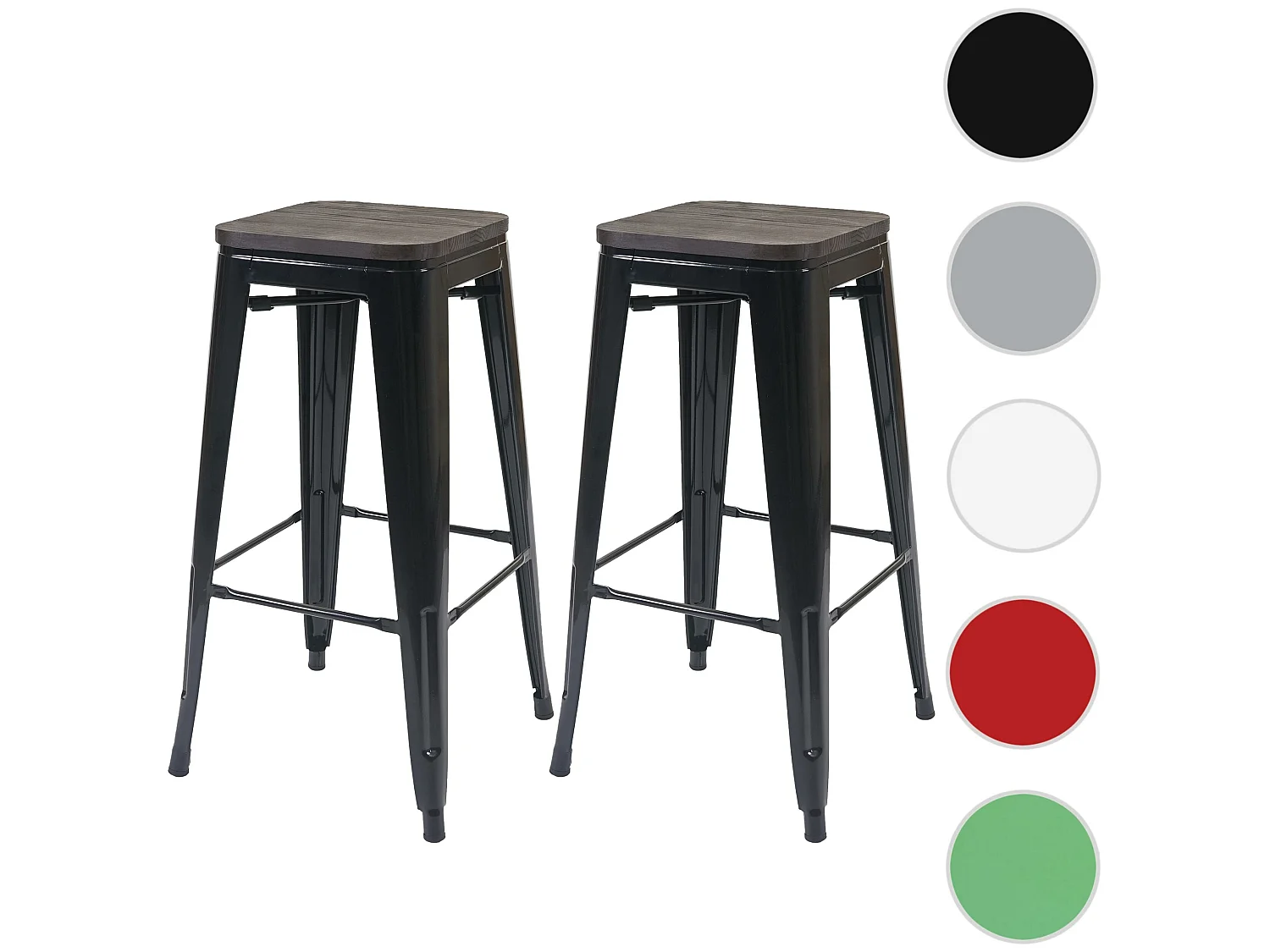 Banco de bar MCW-A73 (conjunto de 2),  preto