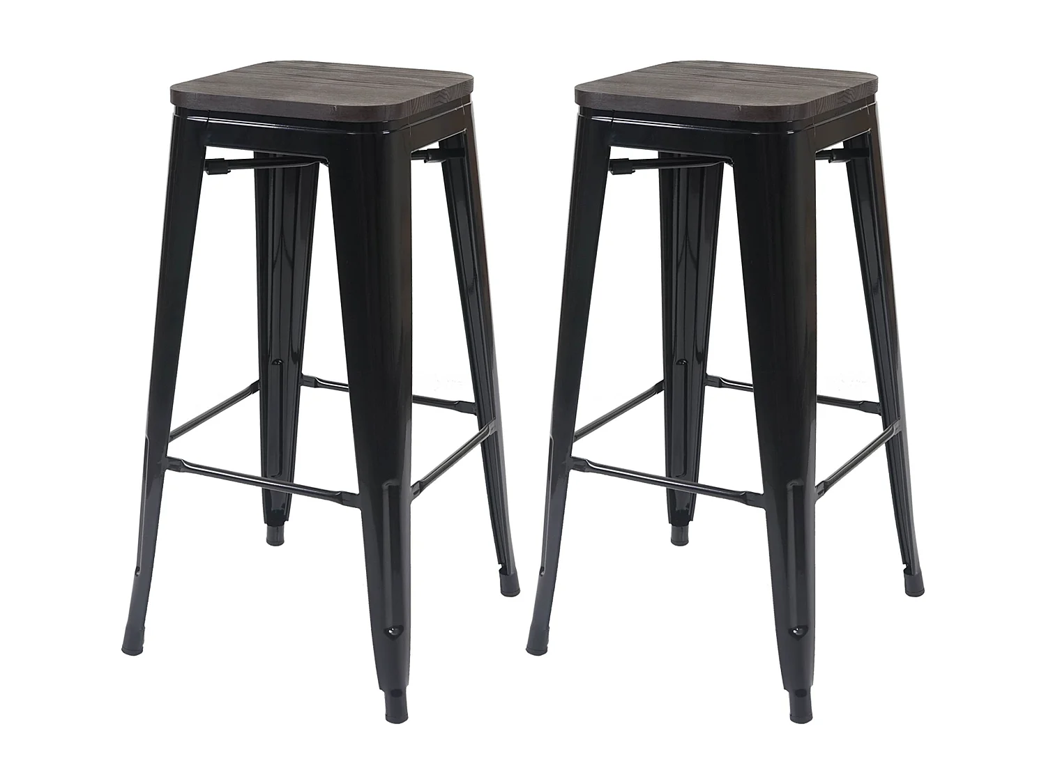 Tabouret de bar MCW-A73 (lot de 2),  noir