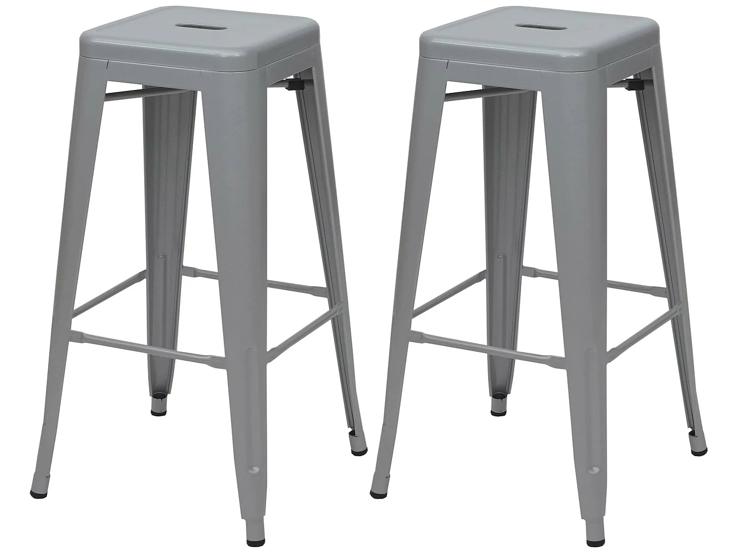 Set 2x sgabelli bistrot design industriale MCW-A73 metallo verniciato grigio