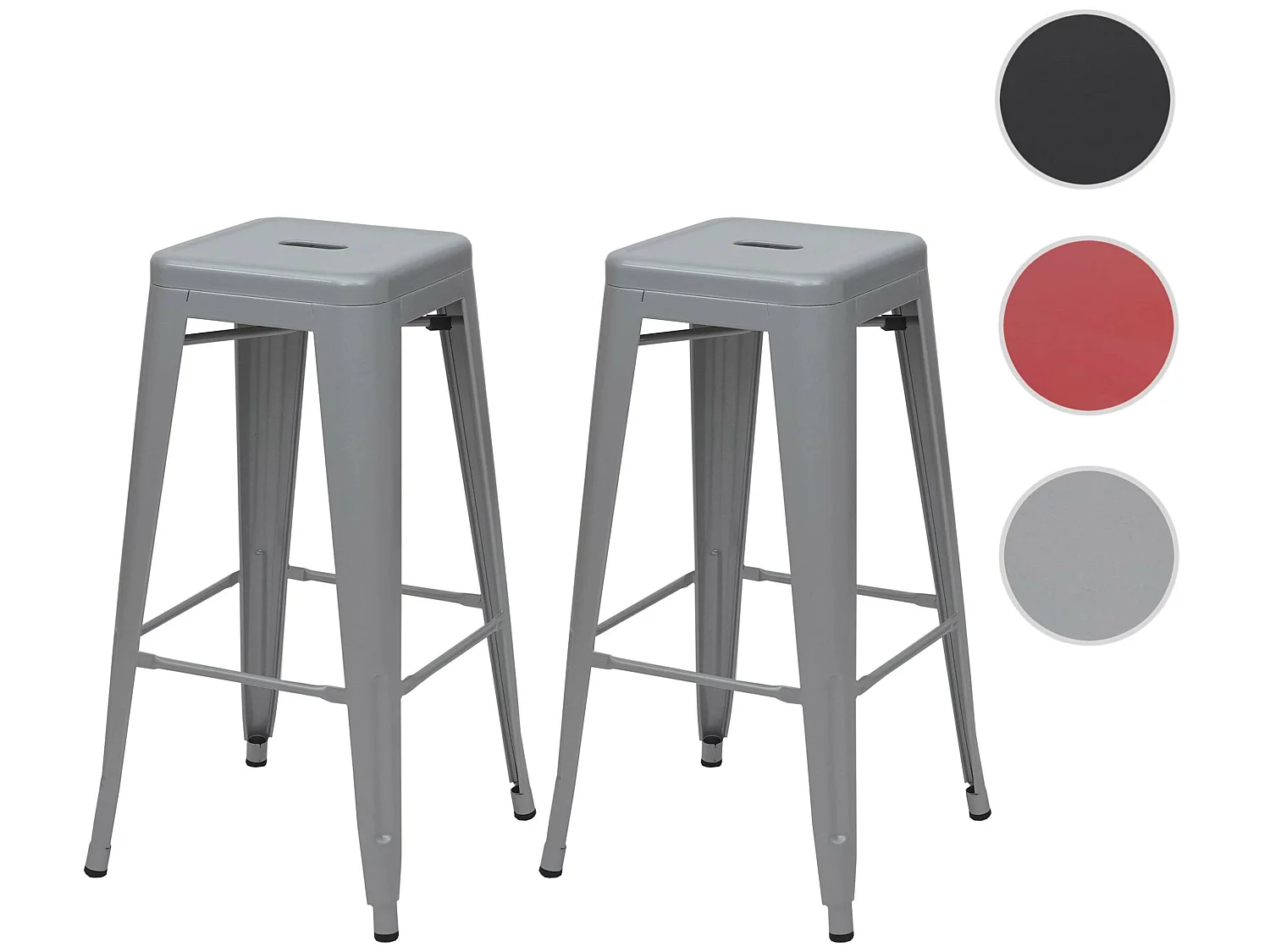 Set 2x sgabelli bistrot design industriale MCW-A73 metallo verniciato grigio