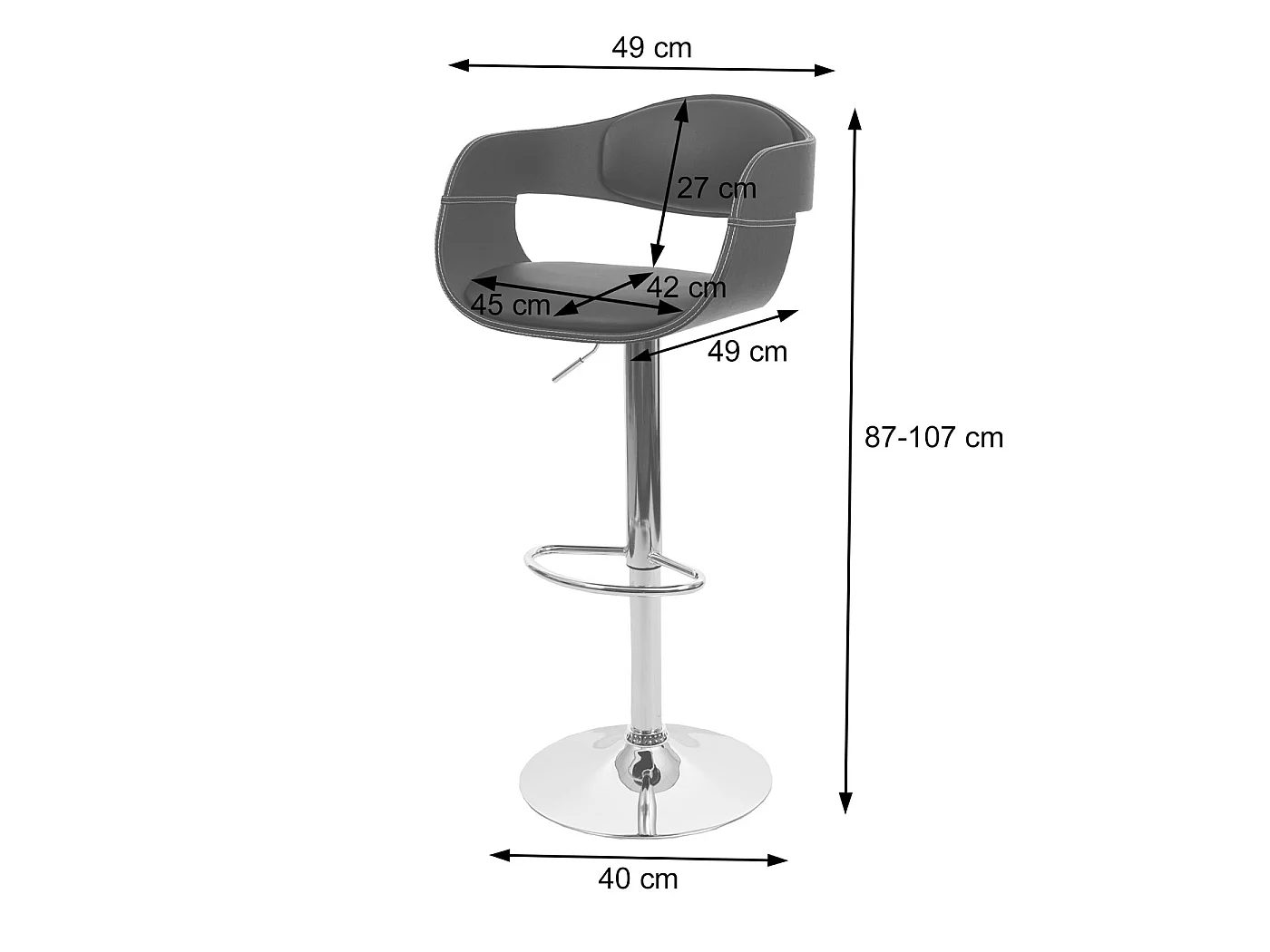 Tabouret de bar MCW-A47b,  marron