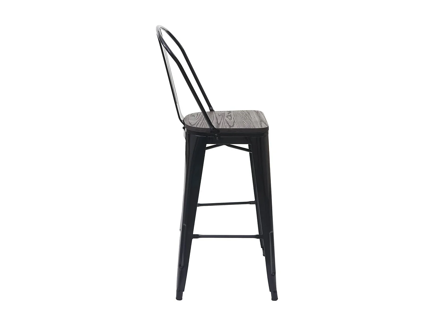 Stołki barowe MCW-A73 metalowe (zestaw 4 szt.),  czarny