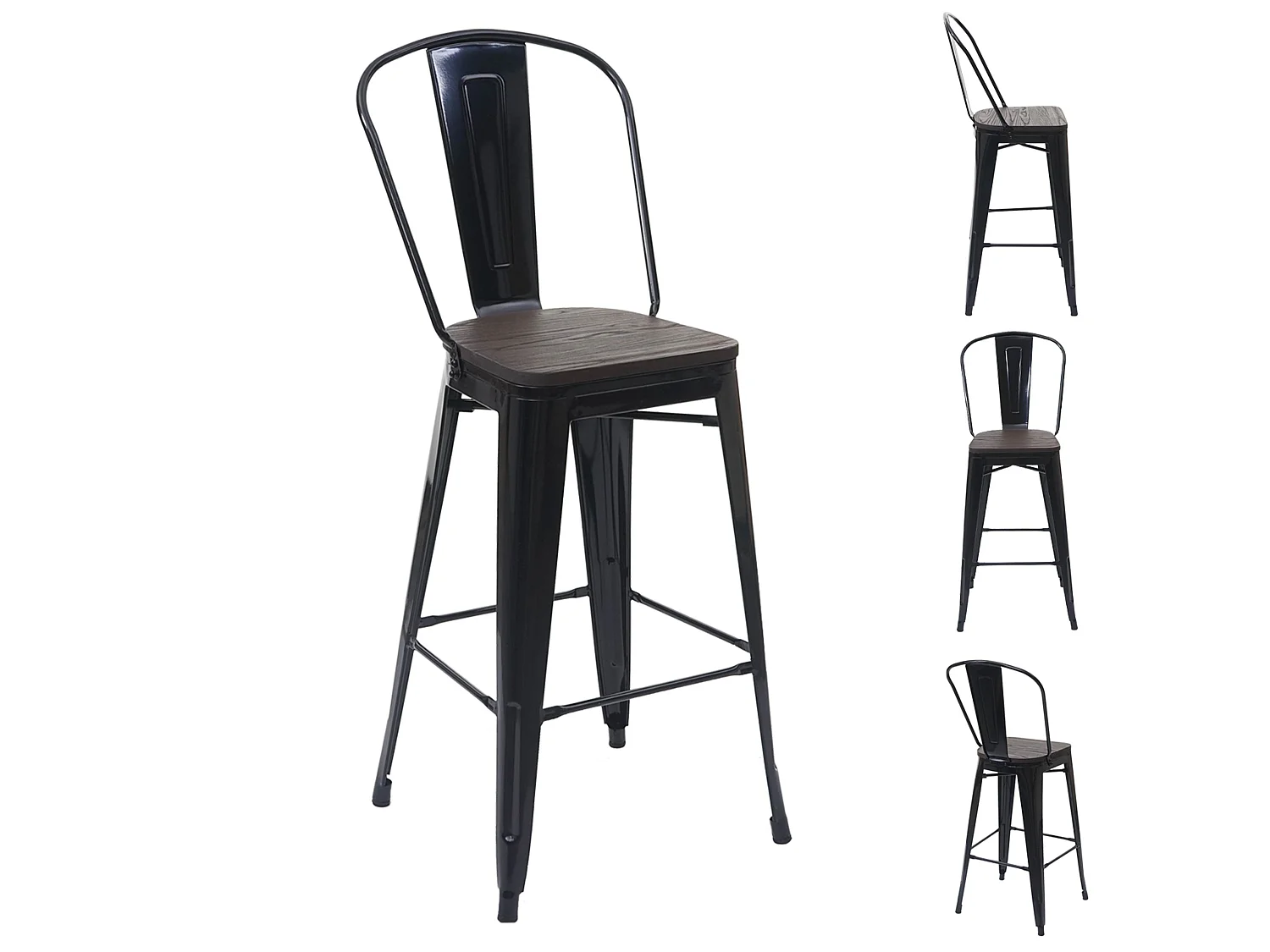 MCW-A73 Metal Bar Stools (set of 4),  black