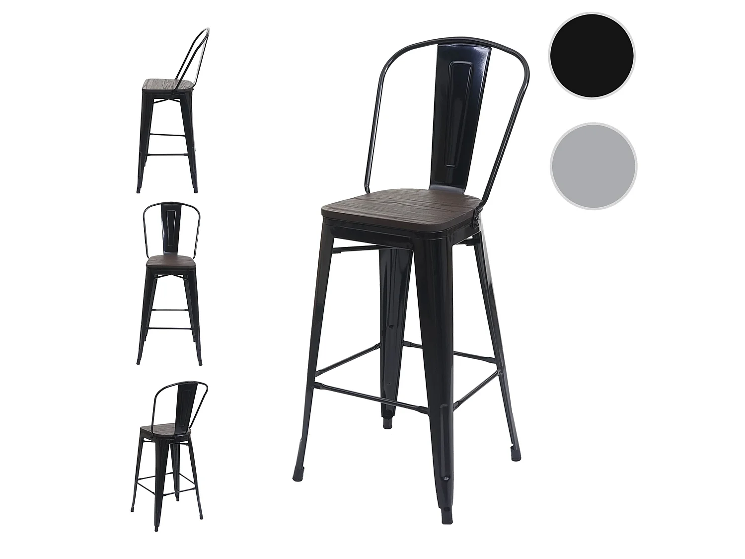 MCW-A73 Metal Bar Stools (set of 4),  black