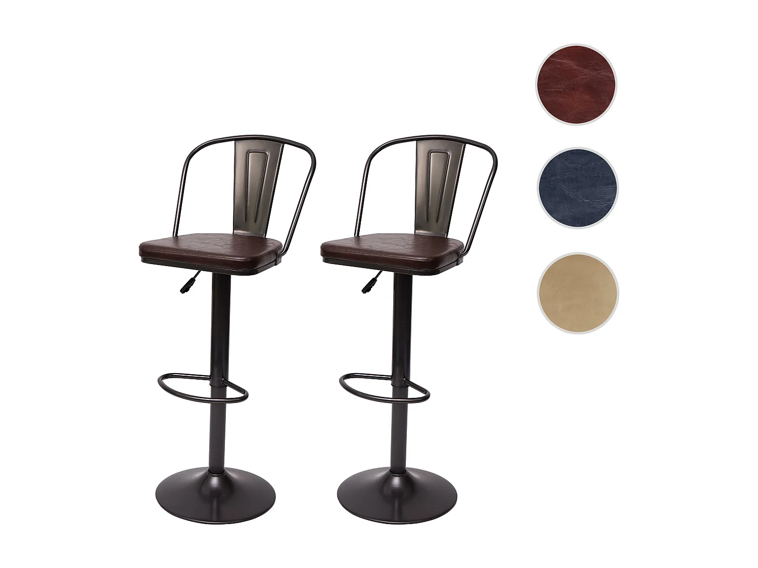 Barkruk MCW-H10a (set van 2),  vintage bruin