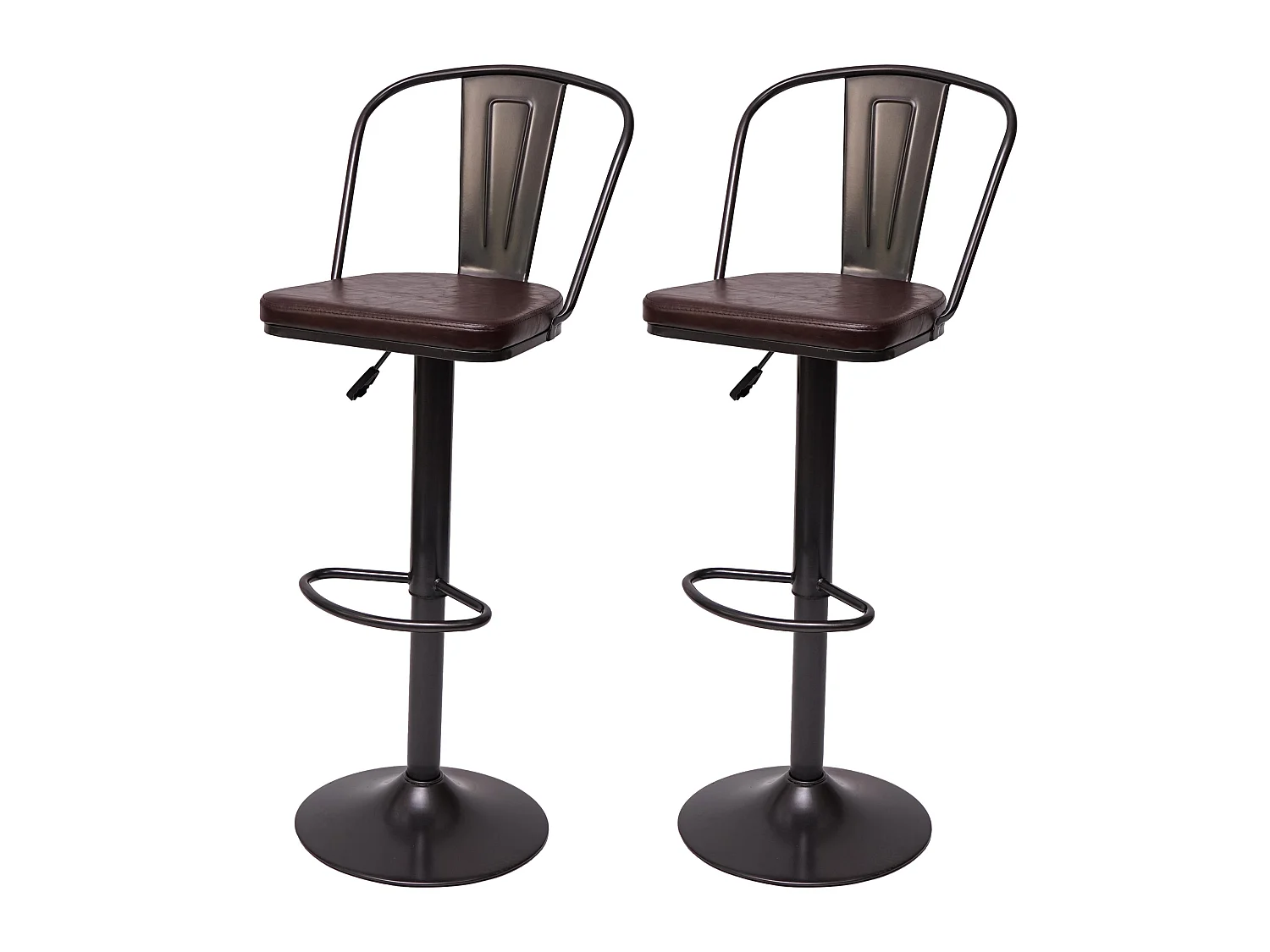 Tabouret de bar MCW-H10a (lot de 2),  vintage noir-marron