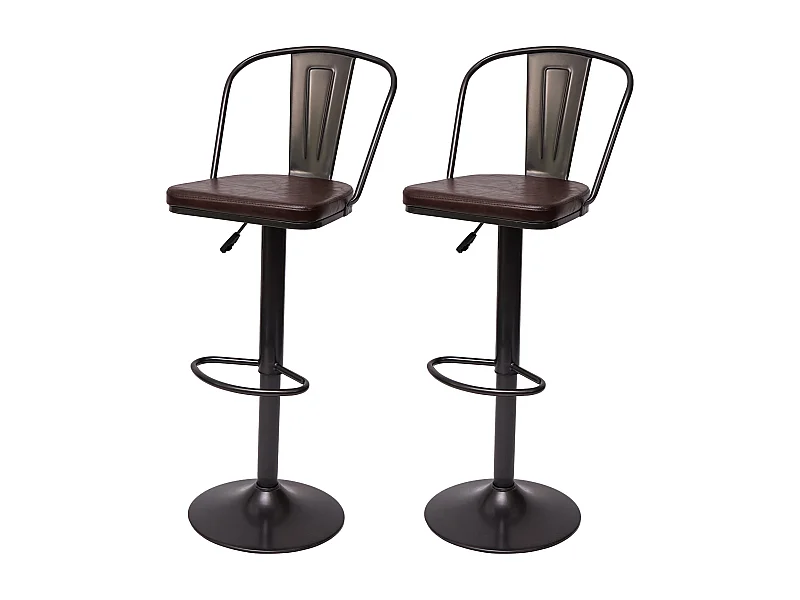 Tabouret de bar MCW-H10a (lot de 2),  vintage noir-marron