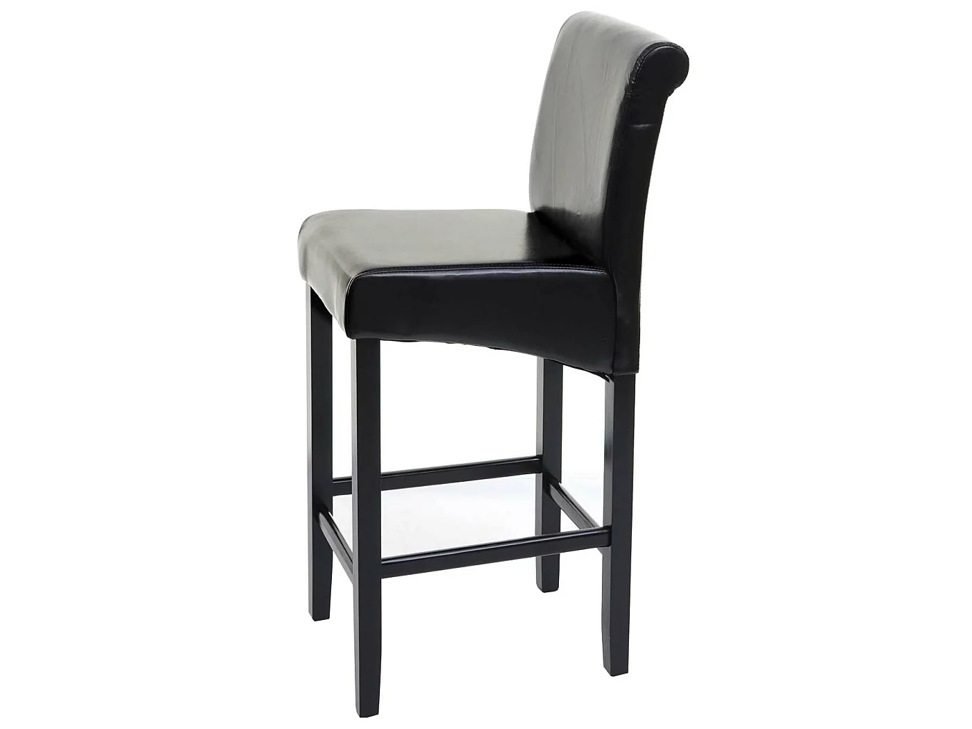 Tabouret de bar MCW-C33 (lot de 2),  cuir reconstitué, noir/pieds foncés