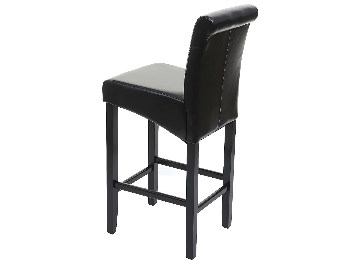 Tabouret de bar MCW-C33 (lot de 2),  cuir reconstitué, noir/pieds foncés