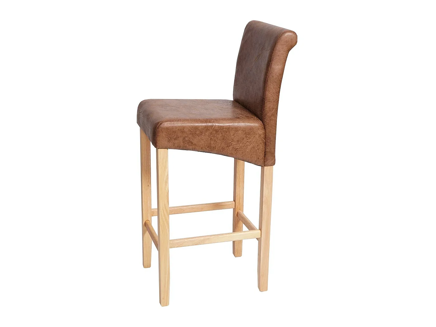 Tabouret de bar MCW-C33 (lot de 2),  similicuir, aspect daim marron, pieds clairs