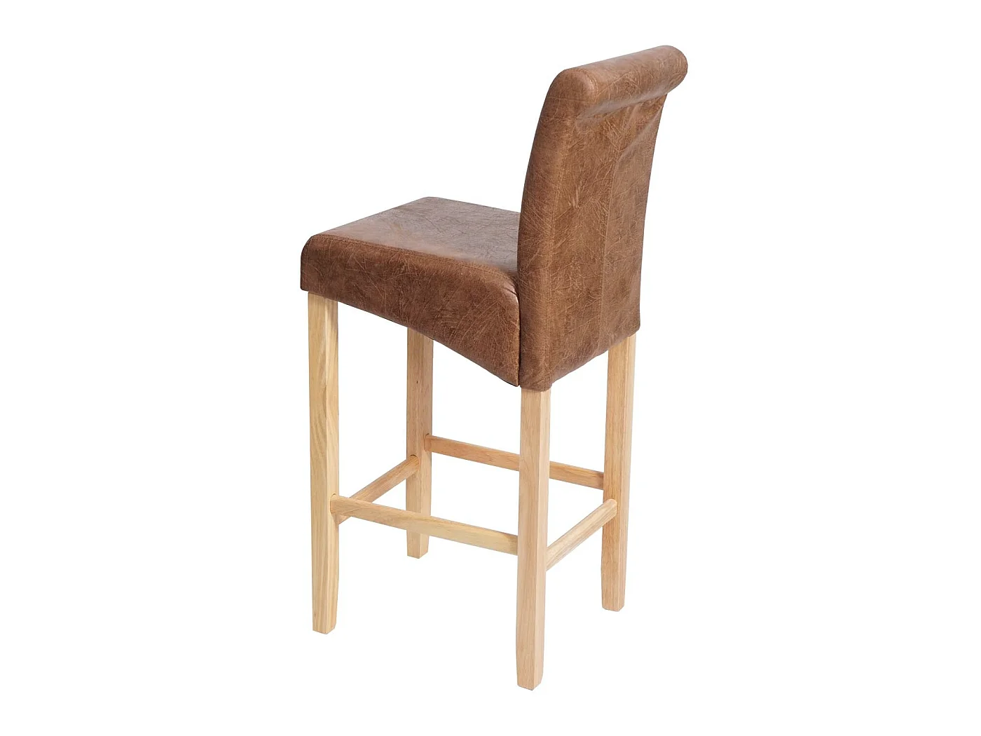 Tabouret de bar MCW-C33 (lot de 2),  similicuir, aspect daim marron, pieds clairs