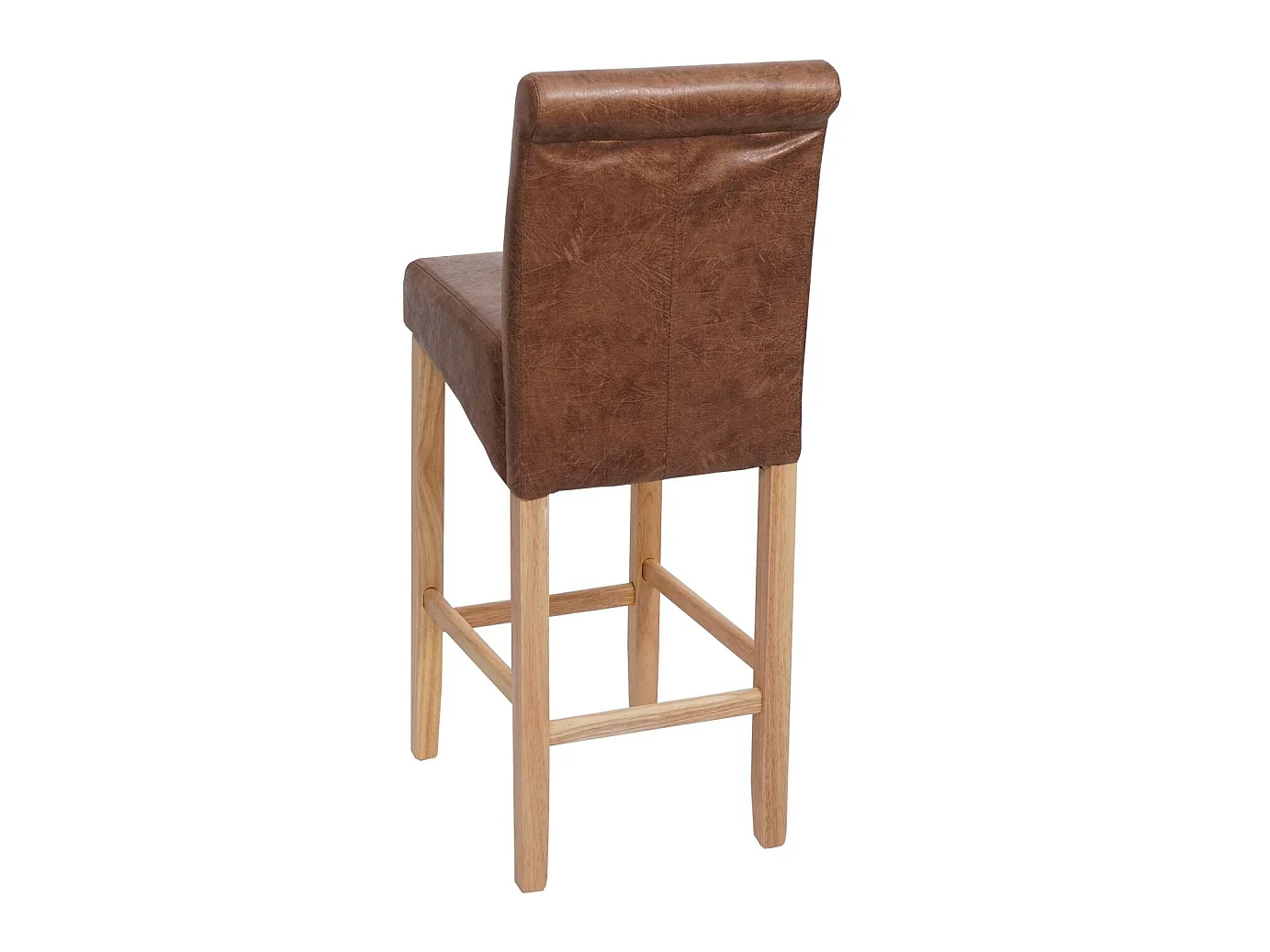 Tabouret de bar MCW-C33 (lot de 2),  similicuir, aspect daim marron, pieds clairs