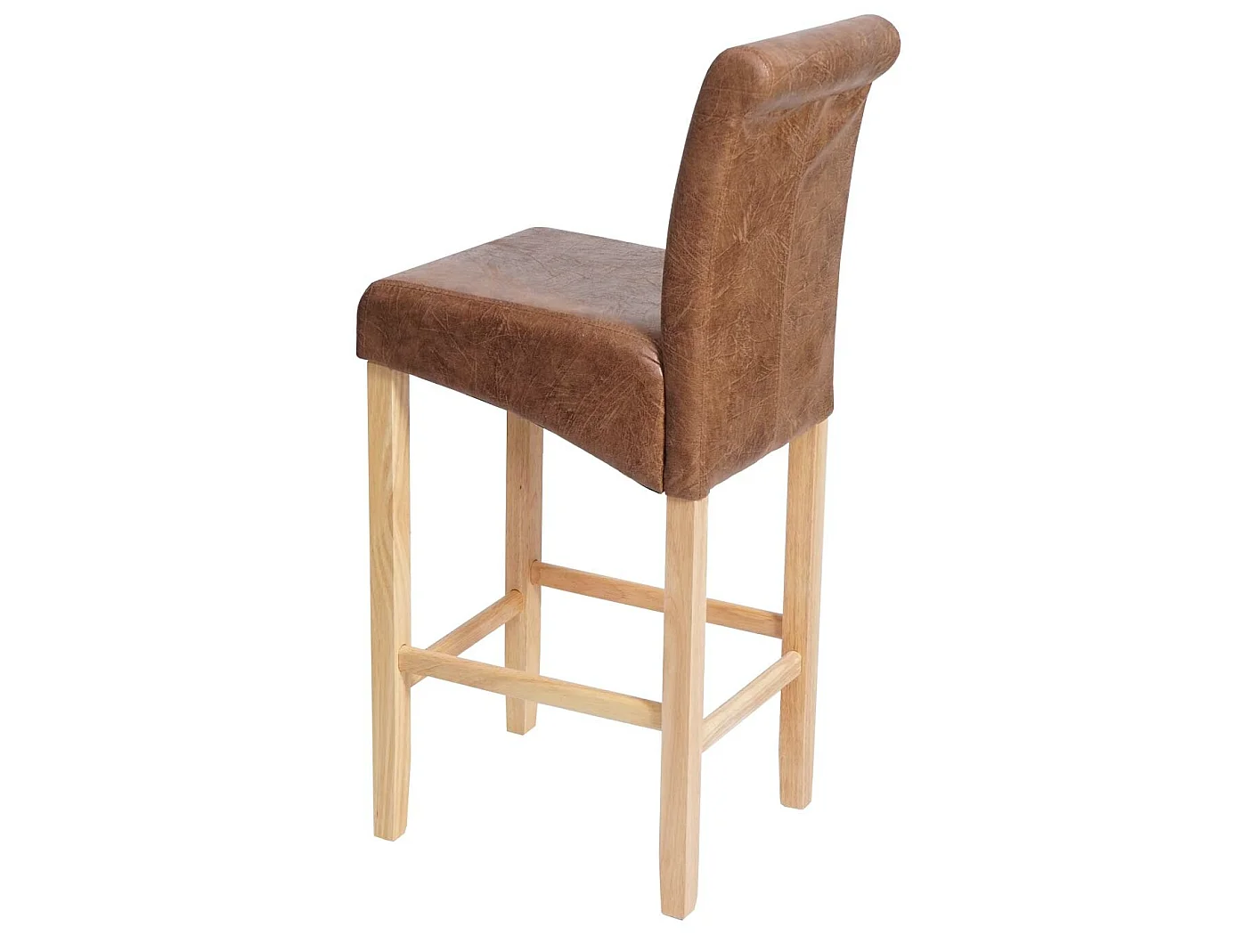 Tabouret de bar MCW-C33 (lot de 2),  similicuir, aspect daim marron, pieds clairs
