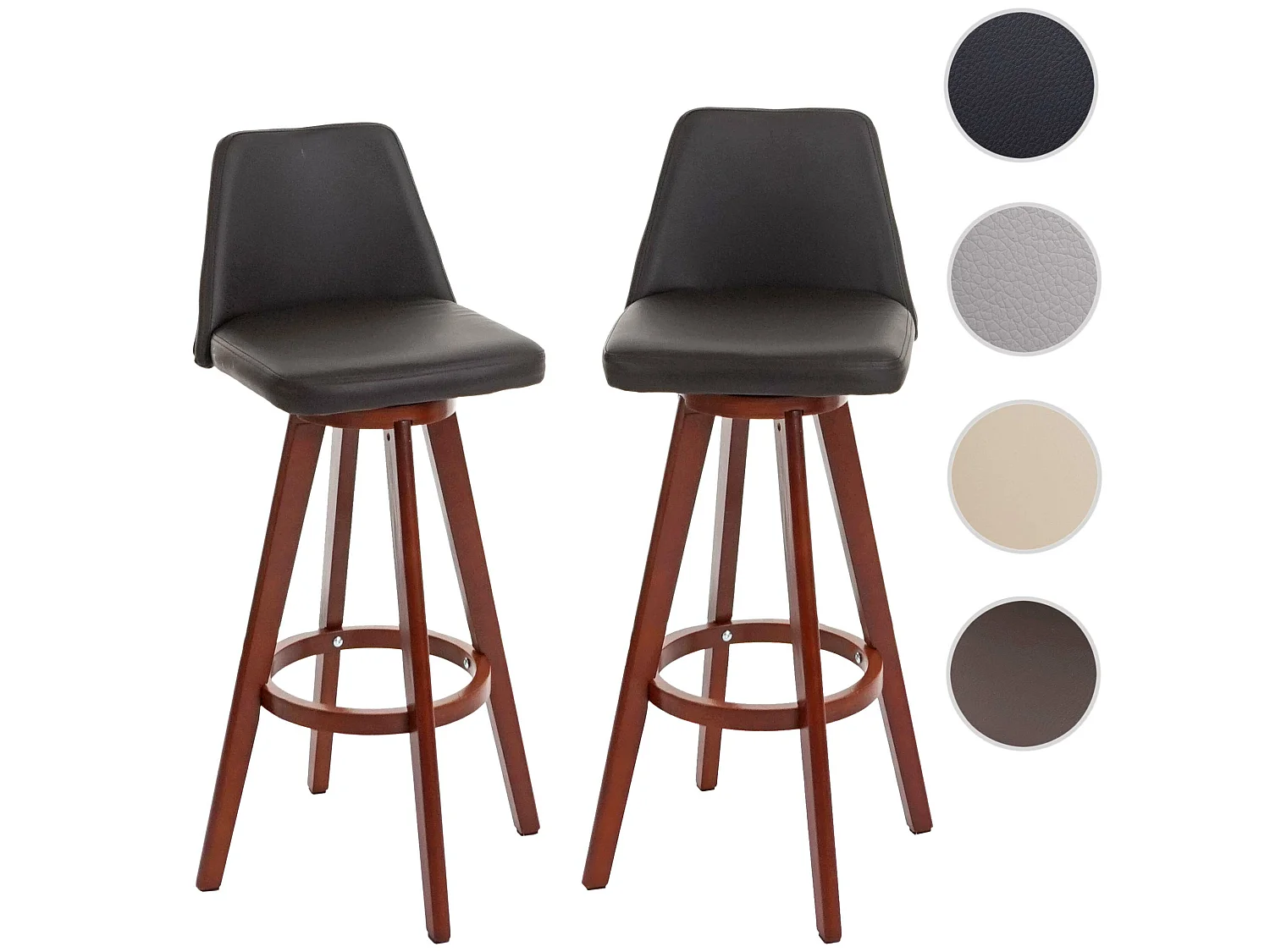 Banco de bar MCW-C43 (conjunto de 2),  castanho