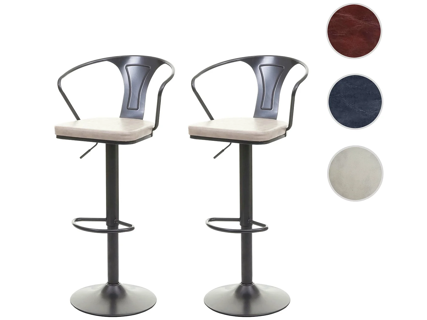 Banco de bar MCW-H10b (conjunto de 2),  vintage preto-creme