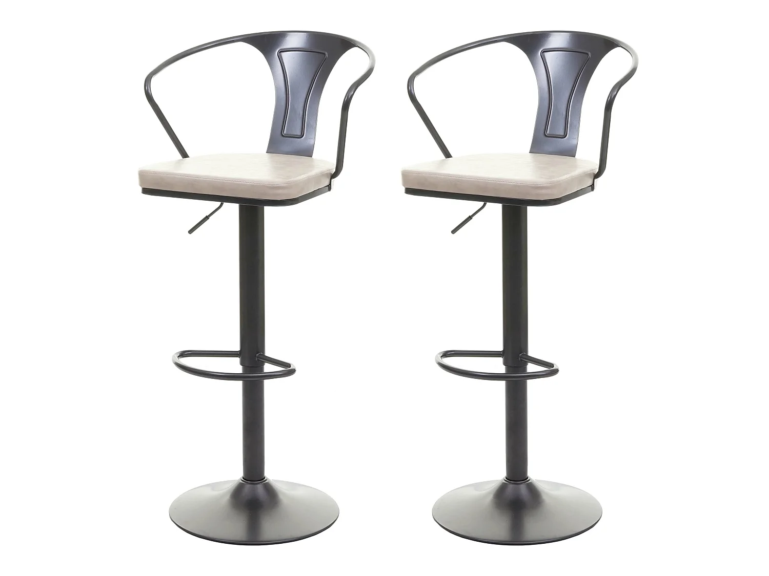 Tabouret de bar MCW-H10b (lot de 2),  vintage noir-crème
