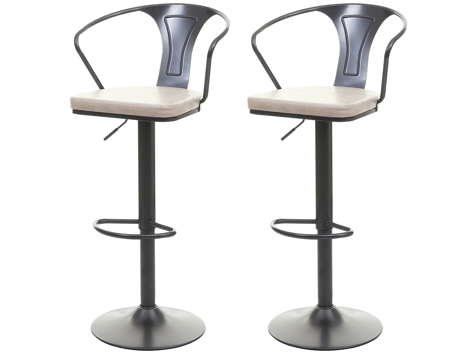 Tabouret de bar MCW-H10b (lot de 2),  vintage noir-crème
