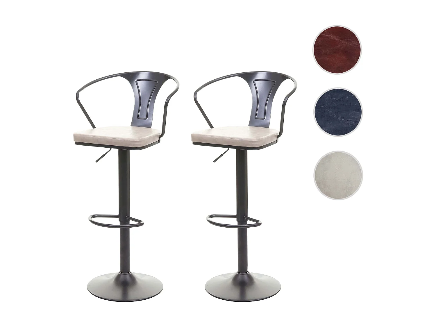 Stołek barowy MCW-H10b (zestaw 2 szt.),  vintage czarno-kremowy