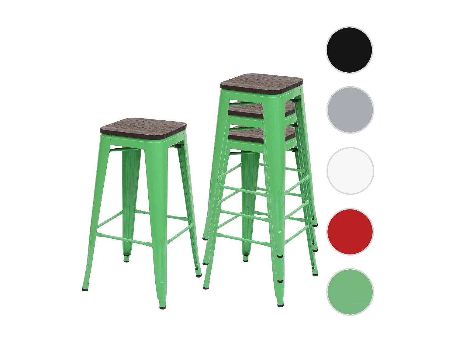 Banco de bar MCW-A73 (conjunto de 4),  verde