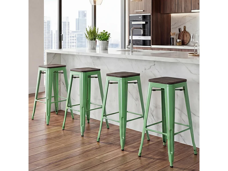 Tabouret de bar MCW-A73 (lot de 4),  vert