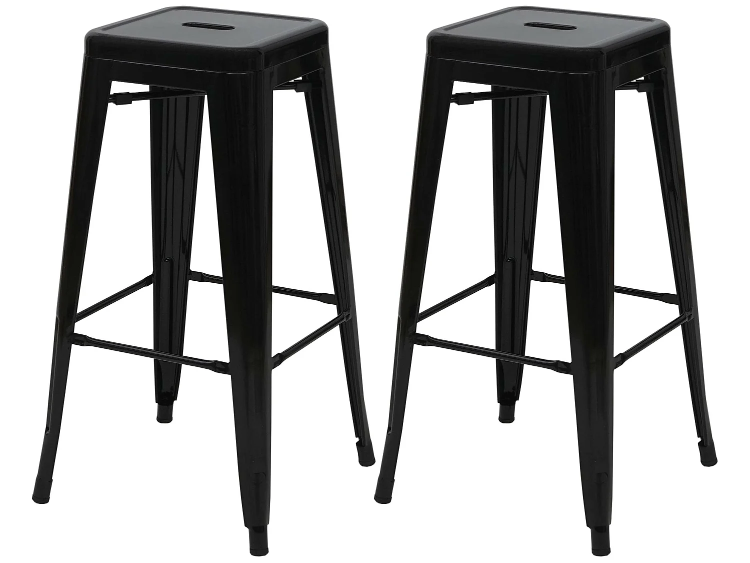 Set 2x sgabelli bistrot design industriale MCW-A73 metallo verniciato nero