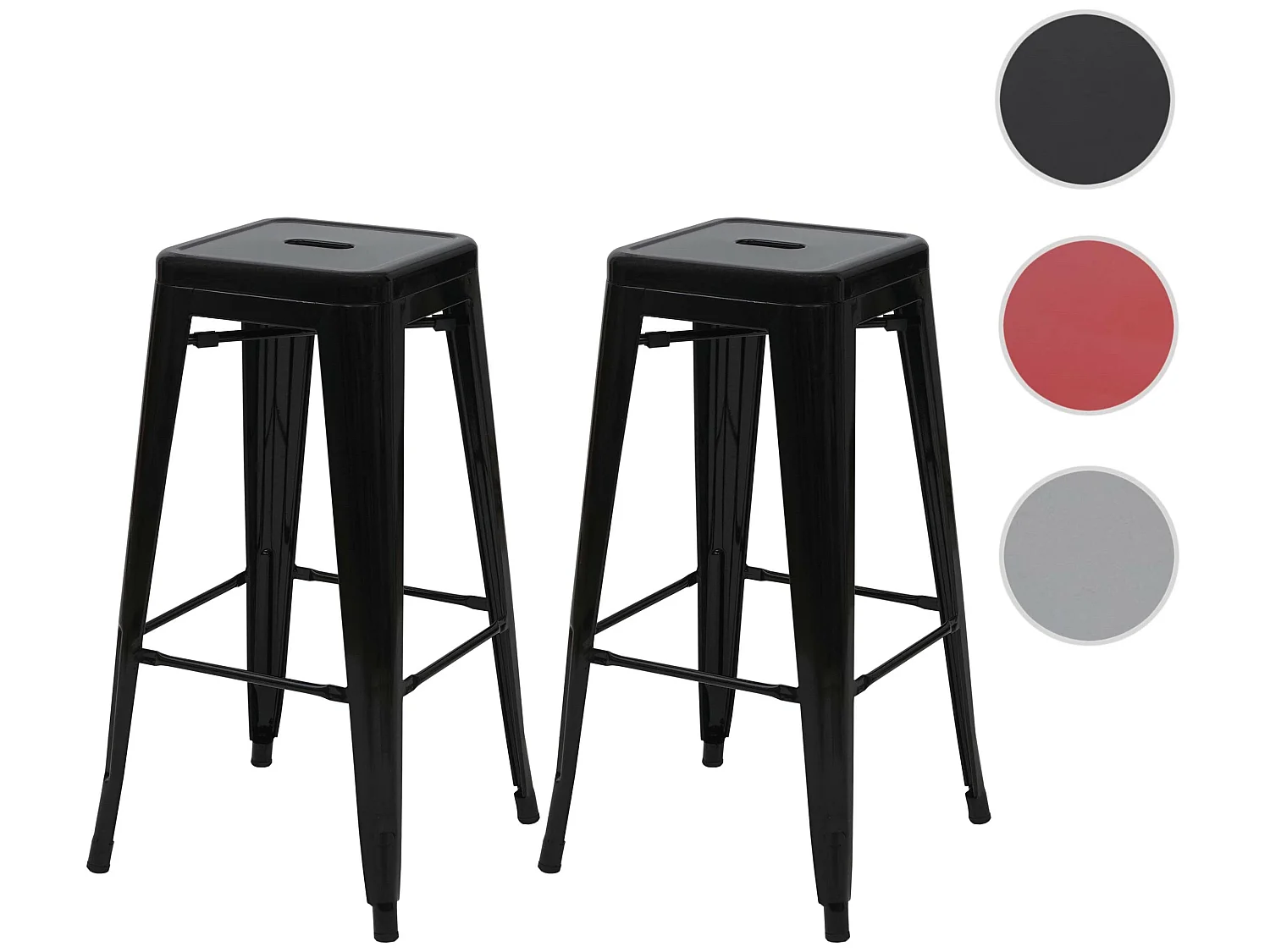 Set 2x sgabelli bistrot design industriale MCW-A73 metallo verniciato nero