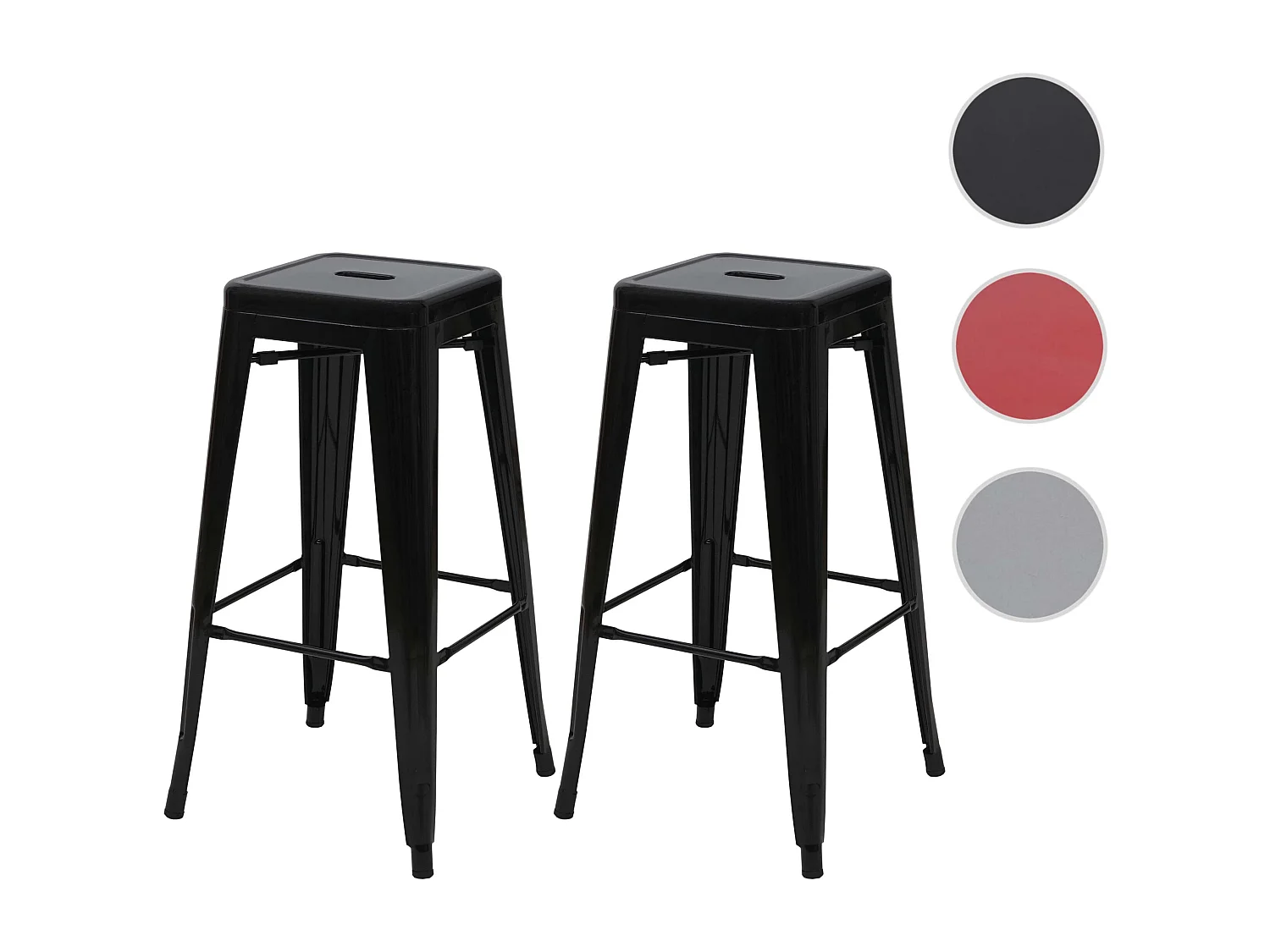 Barhocker MCW-A73 (2er-Set), Schwarz