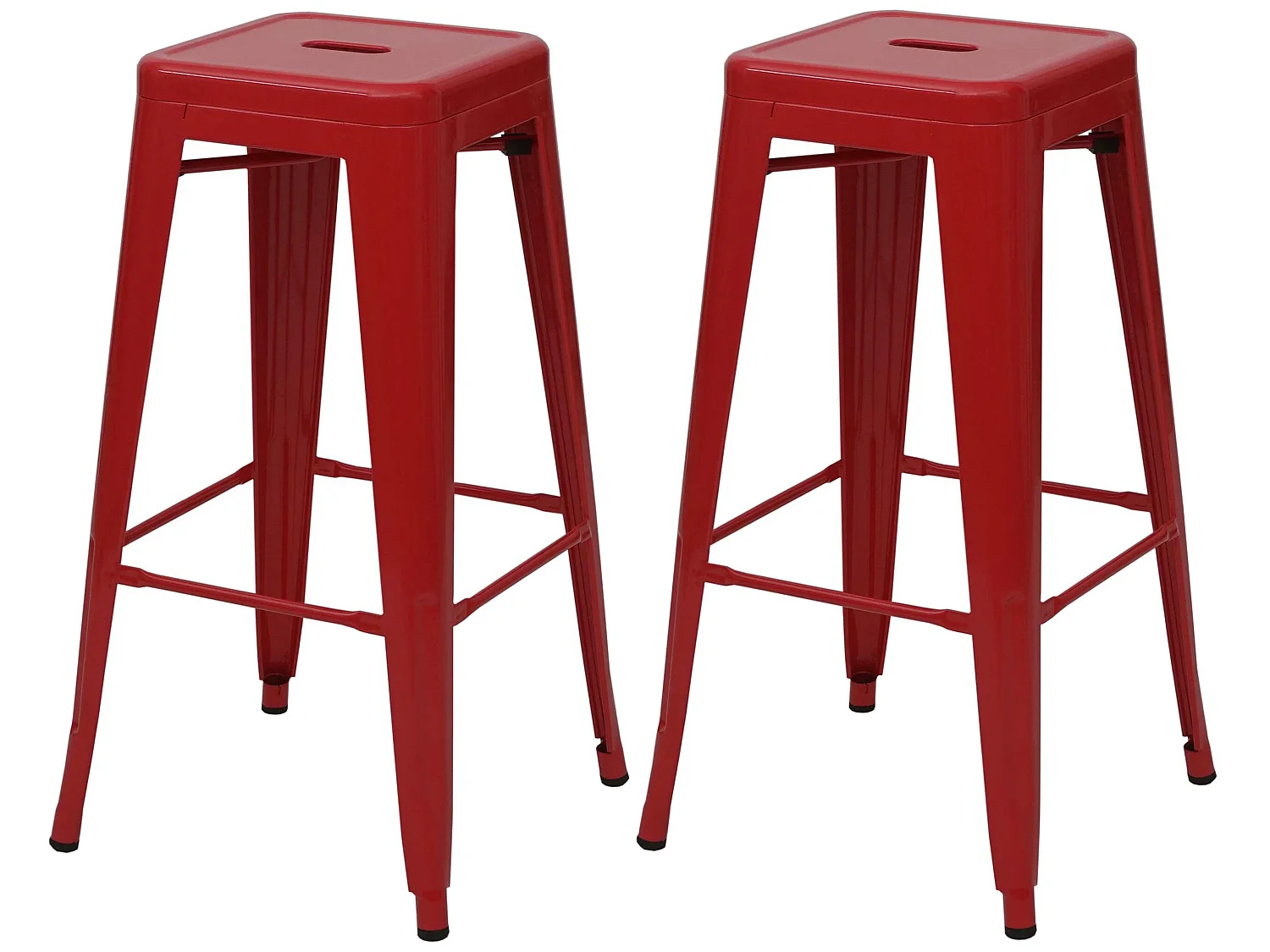 Set 2x sgabelli bistrot design industriale MCW-A73 metallo verniciato rosso