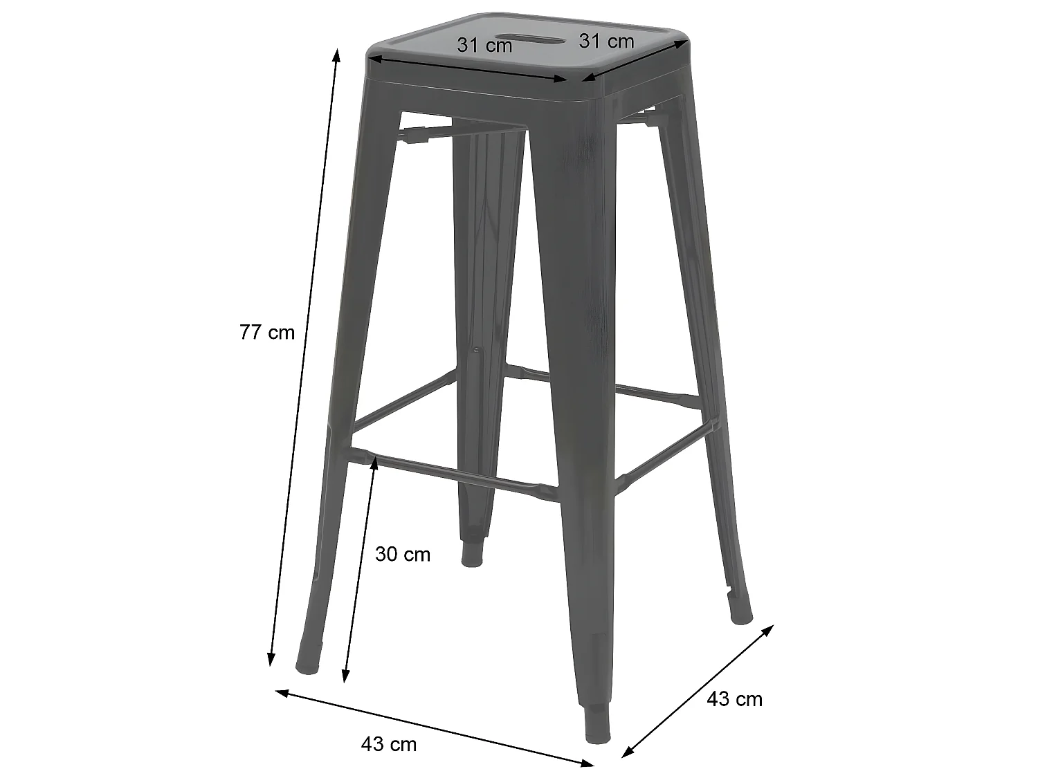 Tabouret de bar MCW-A73 (lot de 2),  rouge