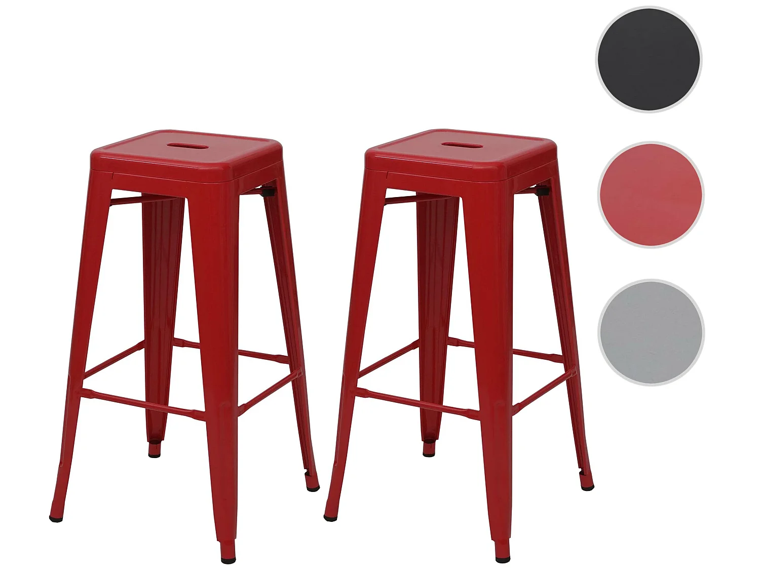Tabouret de bar MCW-A73 (lot de 2),  rouge