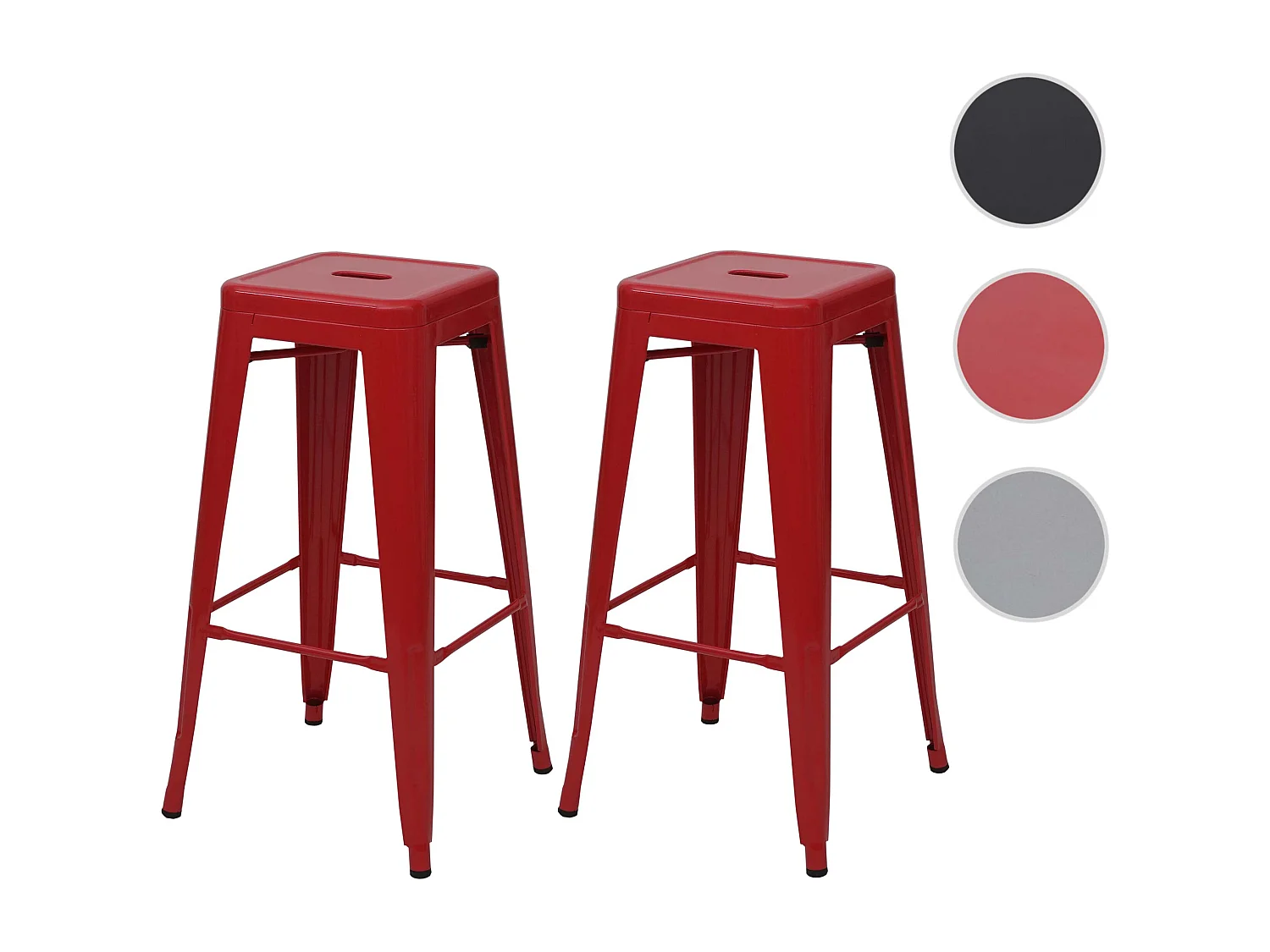Stołek barowy MCW-A73 (zestaw 2 szt.),  czerwony