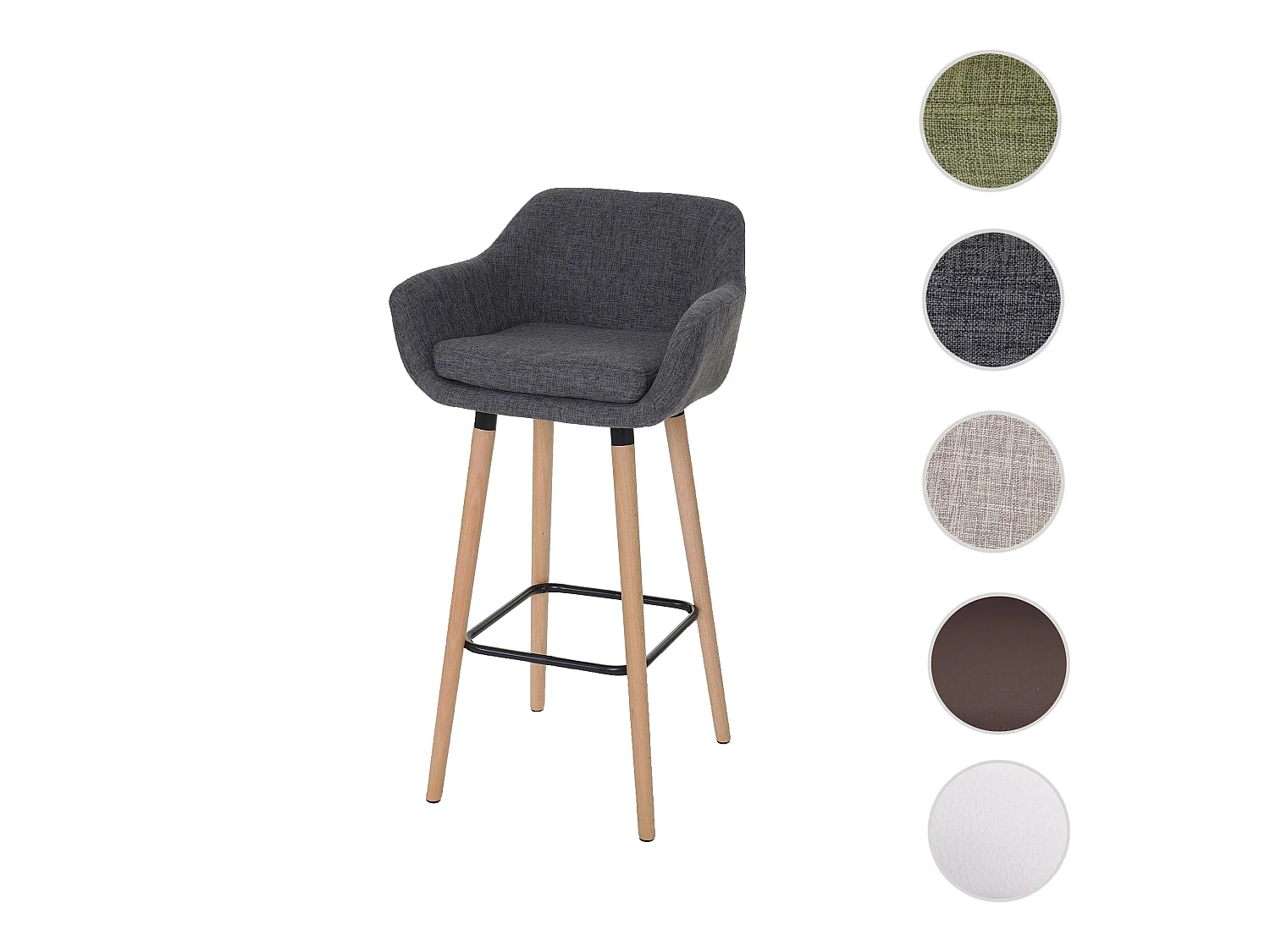 Stołek barowy Vaasa T381,  tekstylny, szary