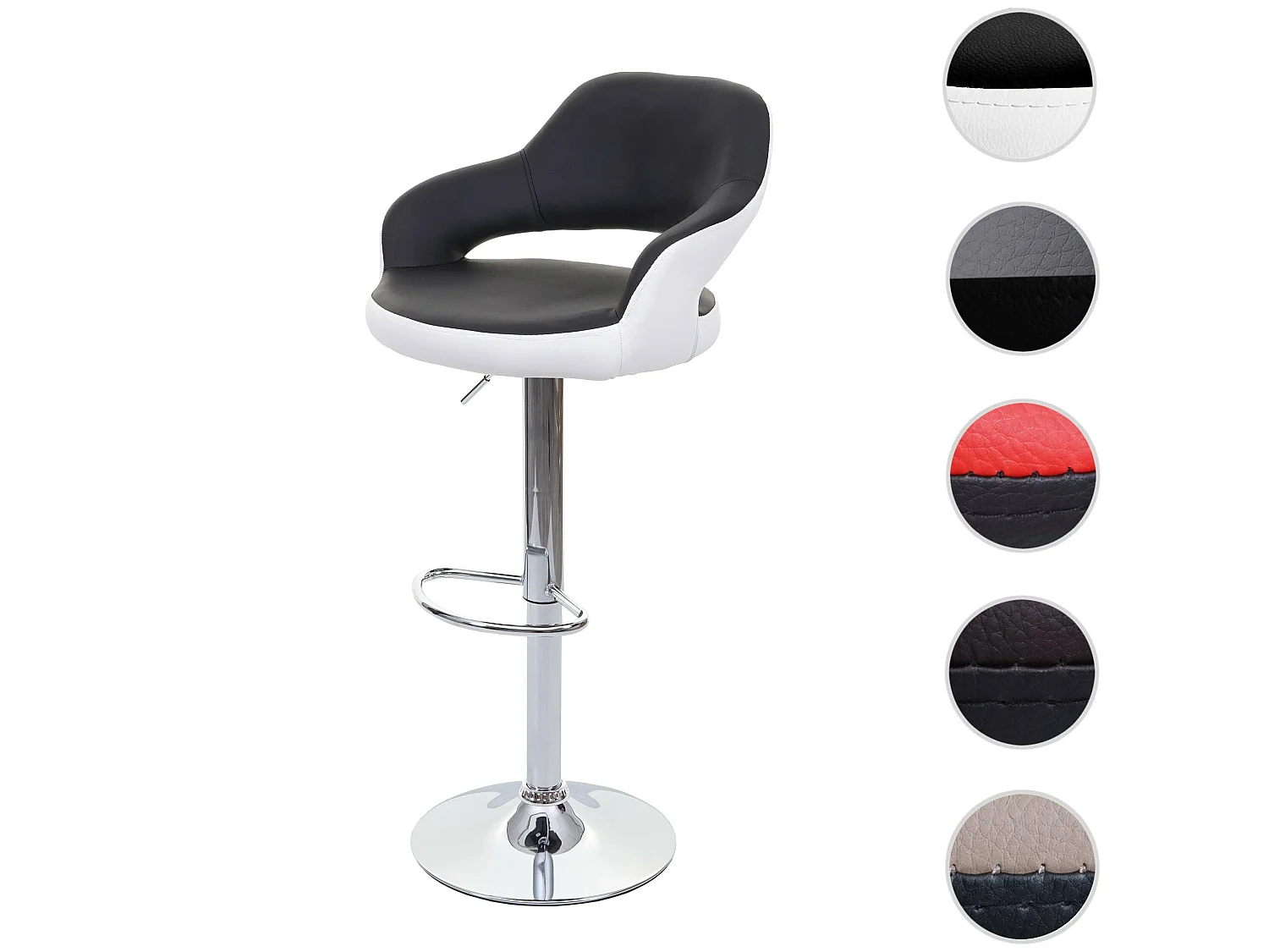 Barkruk MCW-F16,  zwart-wit