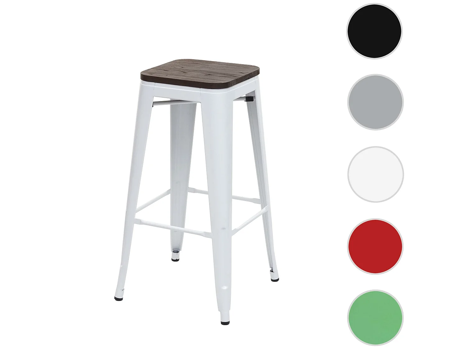 Tabouret de bar MCW-A73 Métal empilable,  blanc