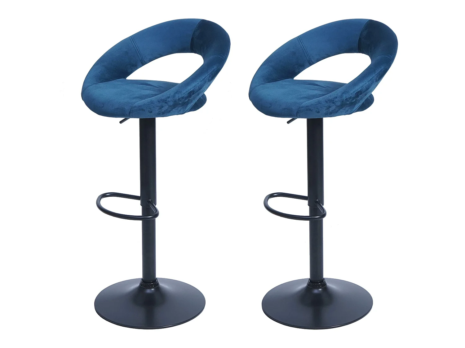 Tabouret de bar MCW-F46 (lot de 2),  velours, pétrole