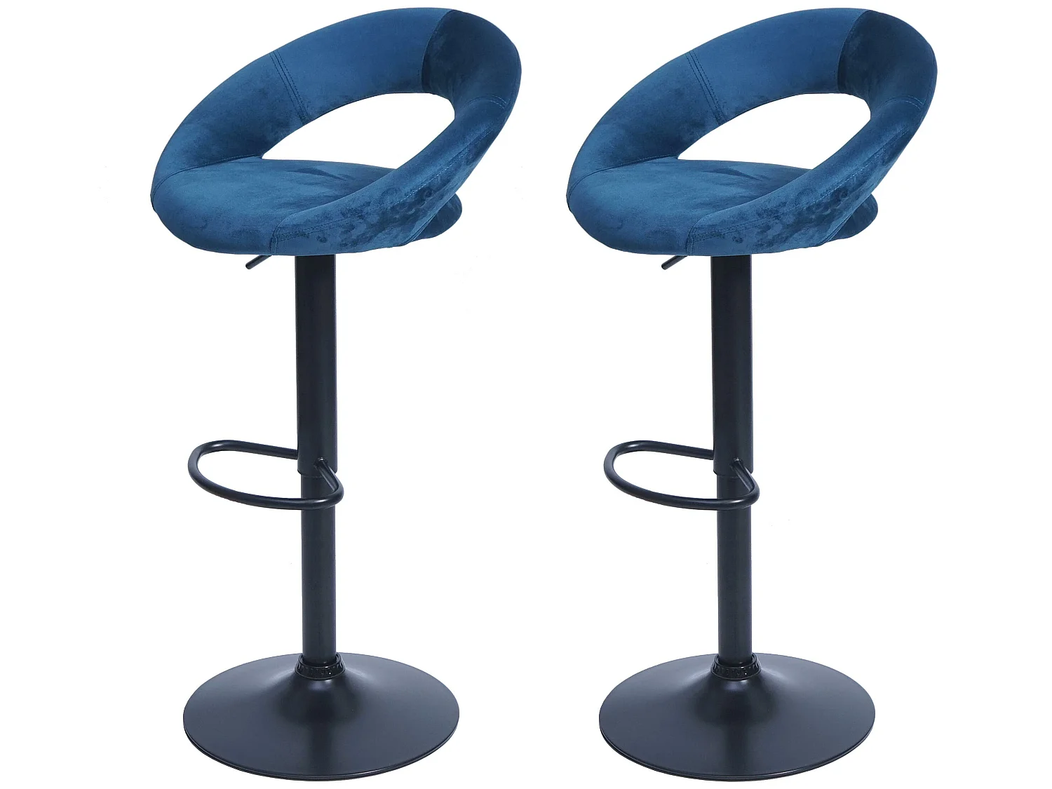 Tabouret de bar MCW-F46 (lot de 2),  velours, pétrole
