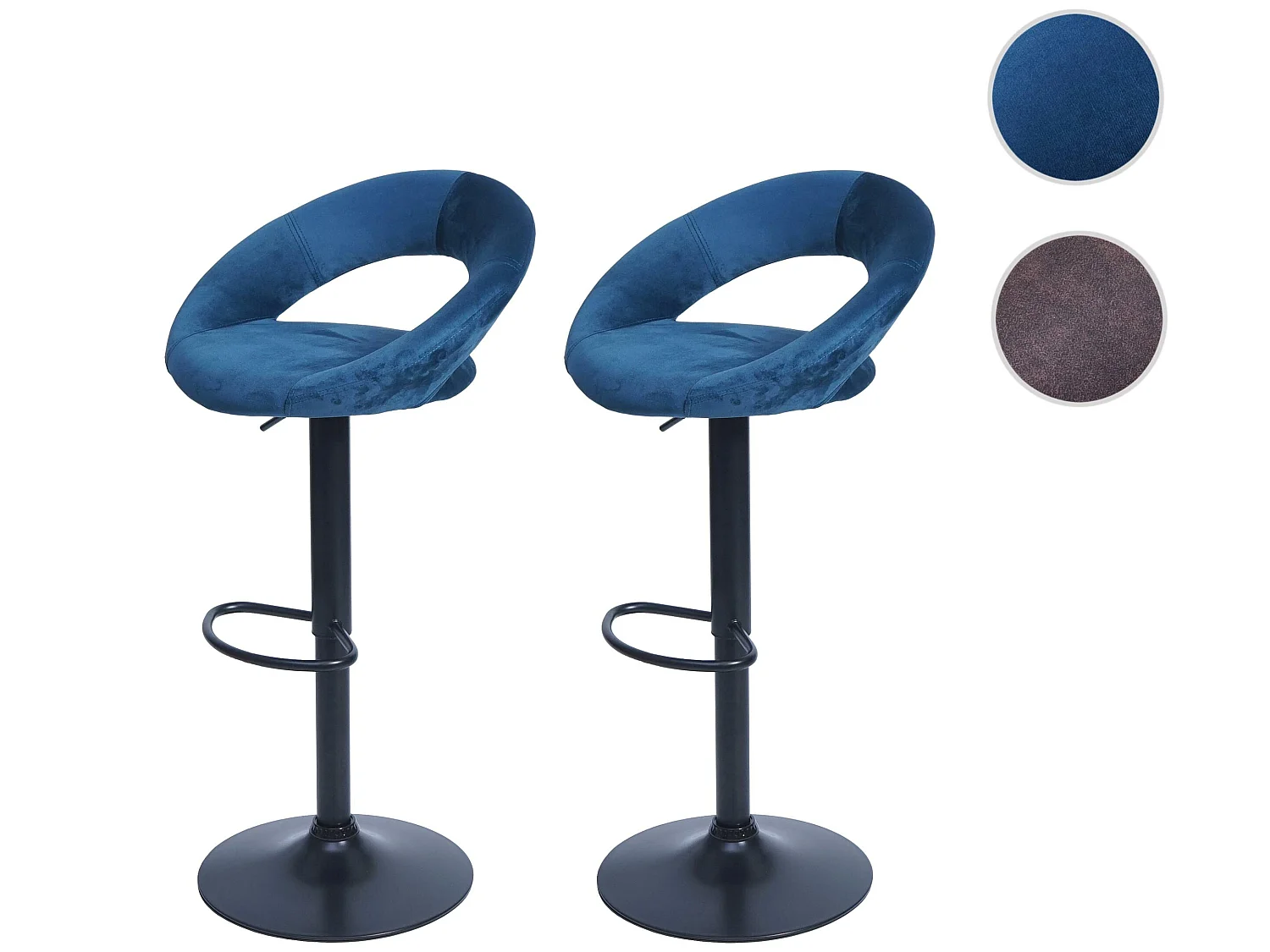 Tabouret de bar MCW-F46 (lot de 2),  velours, pétrole