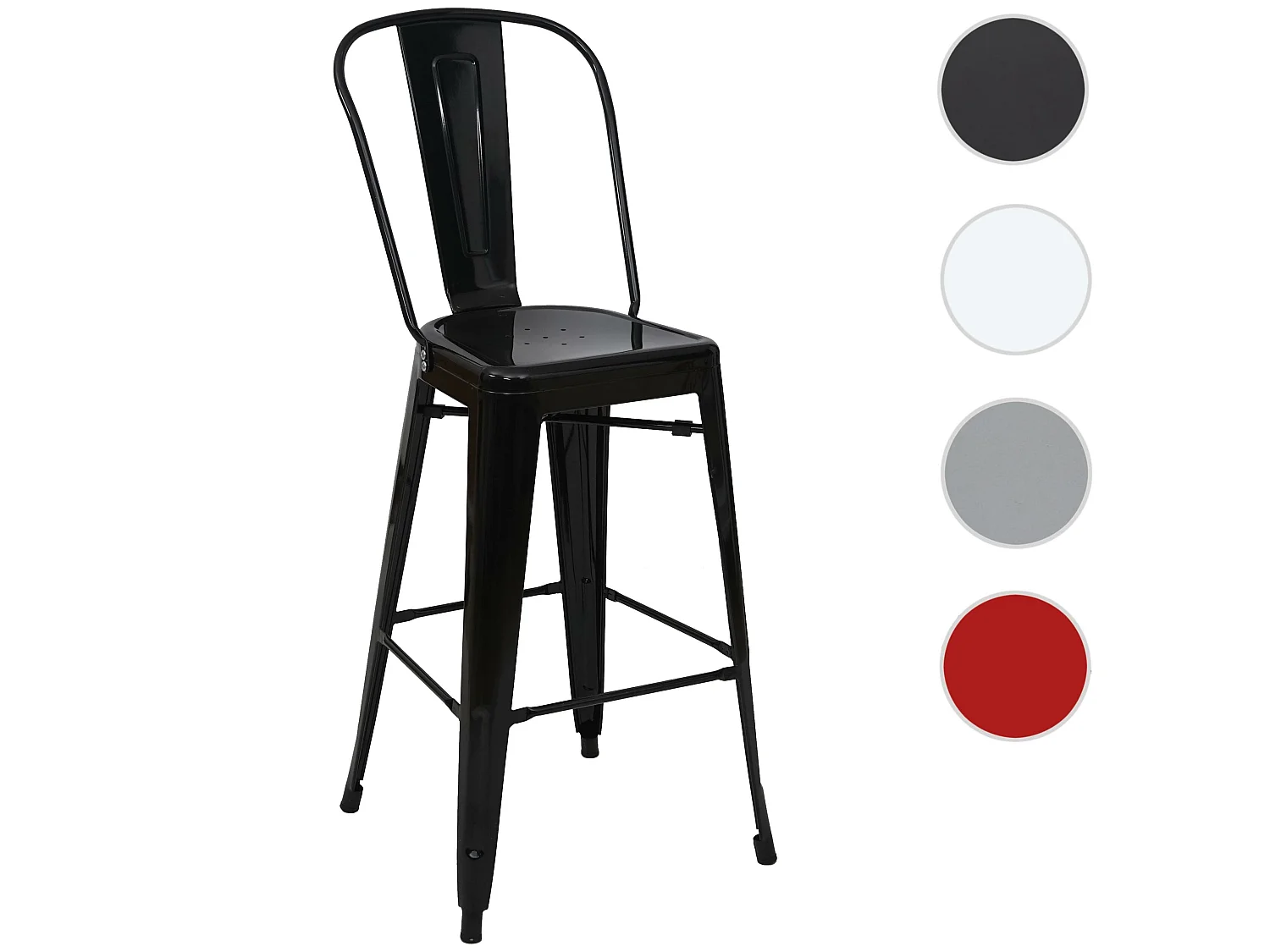 Barkruk MCW-A73 metaal,  zwart