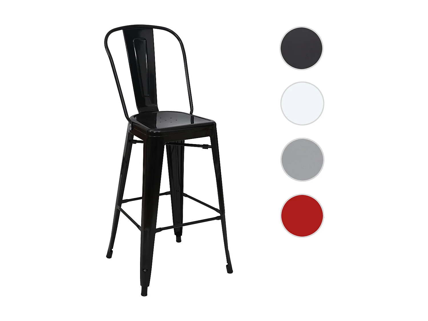 Taburete de bar metálico MCW-A73,  negro