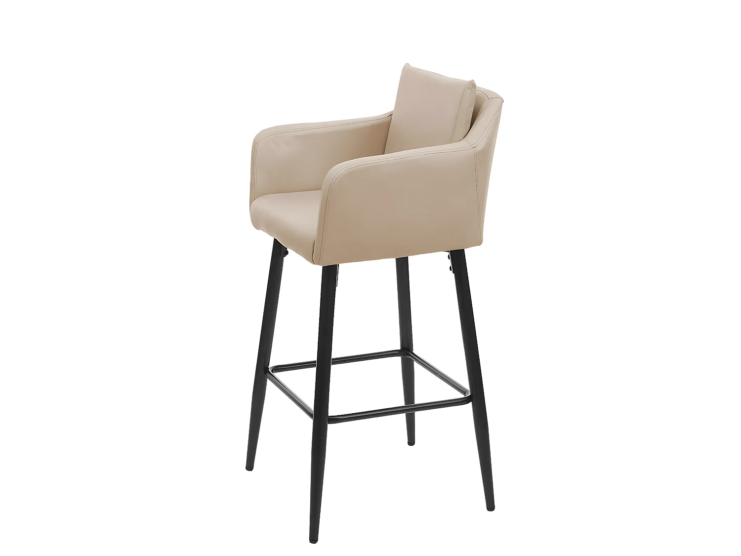 Sgabello bar Lounge MCW-H93 con poggiapiedi 105x54x53cm ~ ecopelle beige tortora