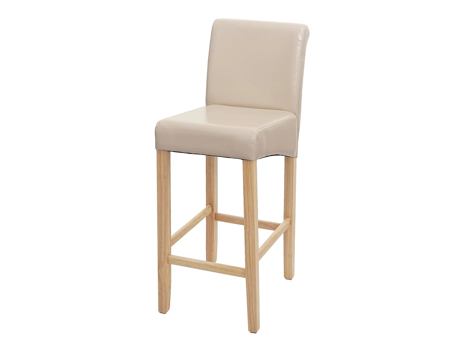 Tabouret de bar MCW-C33,  crème, pieds légers, simili cuir