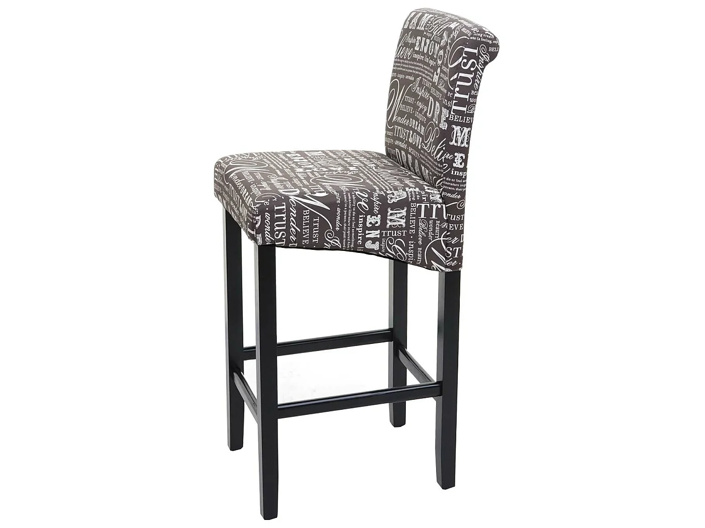 Tabouret de bar MCW-C33 (lot de 2),  écriture, gris, pieds foncés, tissu